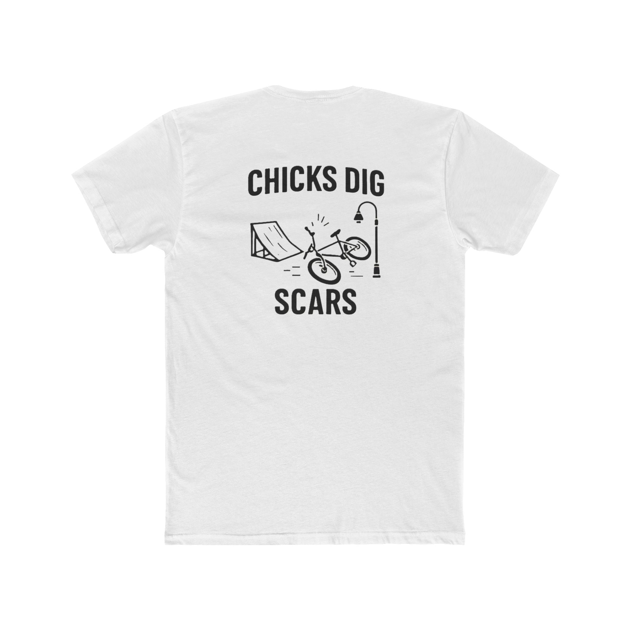 'Gen X Chicks Dig Scars Bike' Graphic Tee, Casual Unisex Cotton Crew, Skate Culture Shirt, Gift for Bikers, Fun Summer Top, Motivational Apparel