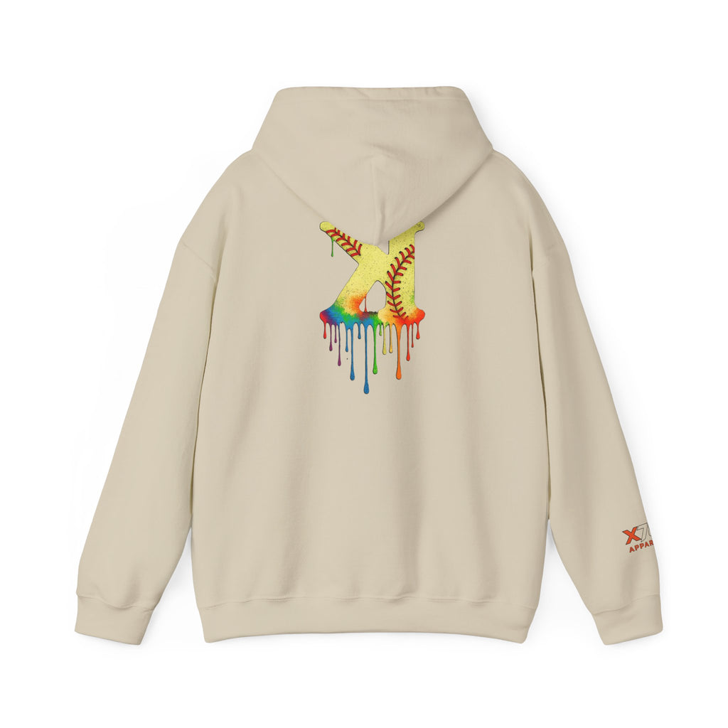 Softball Strikeout Drippy Paint Hoodie, Unisex Sweatshirt, Artistic Gift, Streetwear Style, Comfortable Casual Wear, Unique Hooded Top
