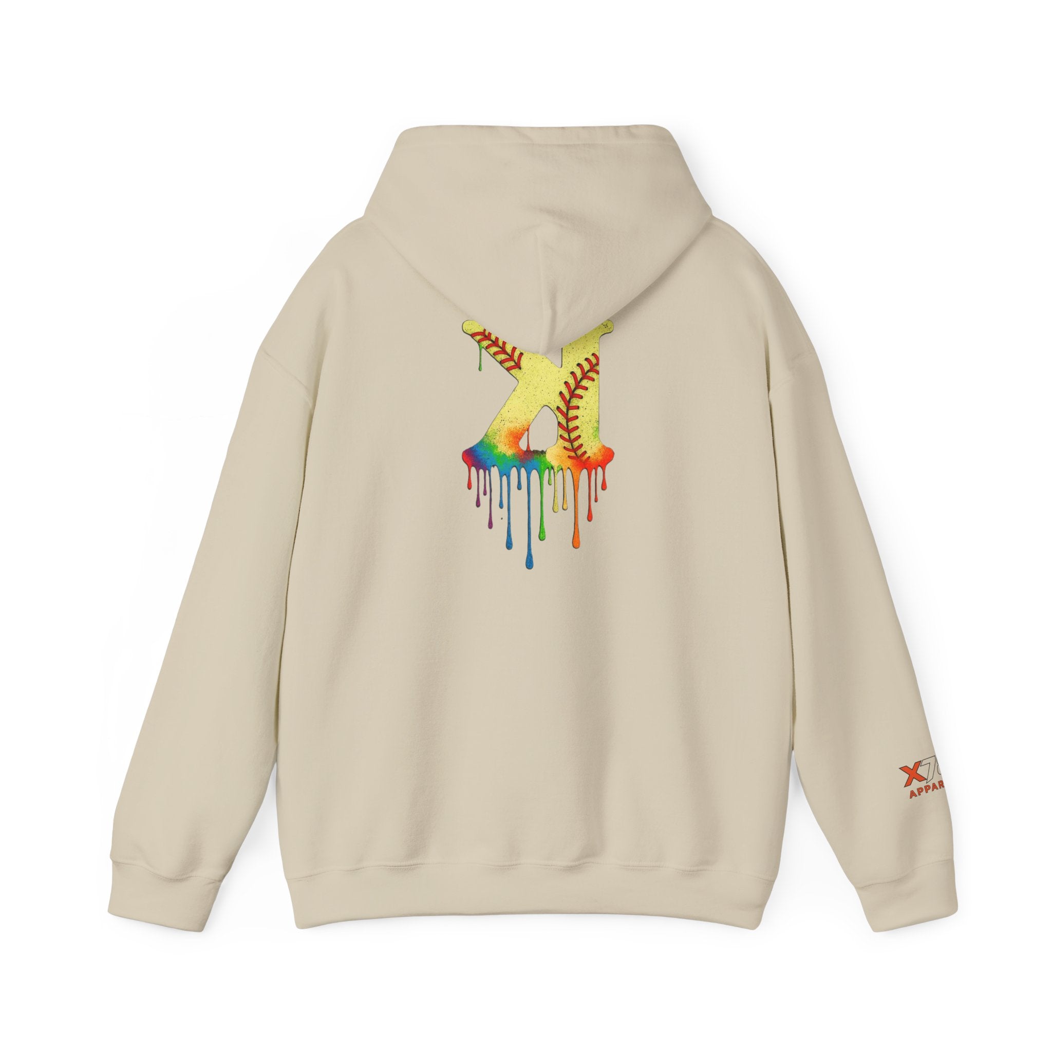 Softball Strikeout Drippy Paint Hoodie, Unisex Sweatshirt, Artistic Gift, Streetwear Style, Comfortable Casual Wear, Unique Hooded Top
