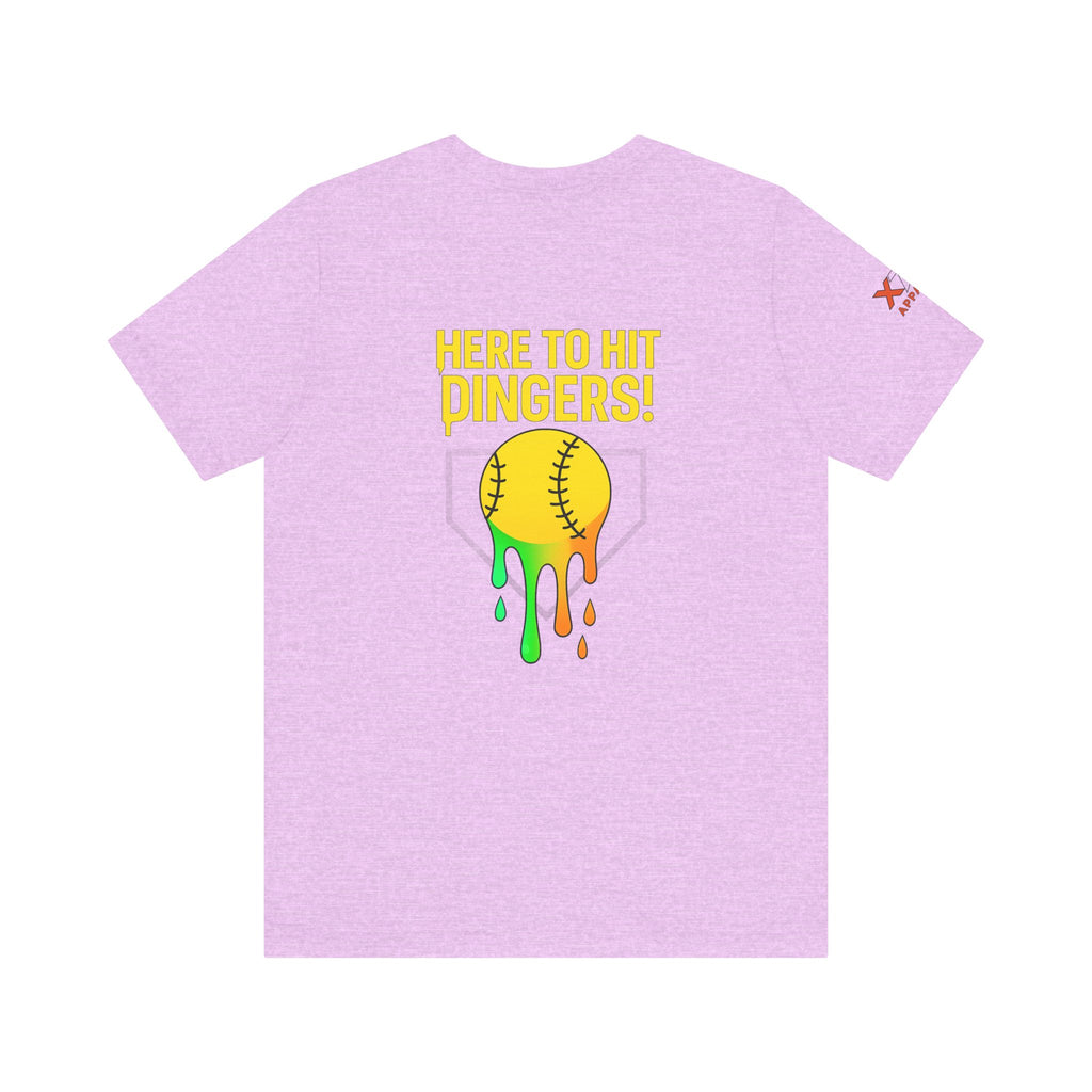 Here to Hit Dingers Drippy Playful Sports Shirt for Athletes, Gifts for Softball Lovers, Team Apparel