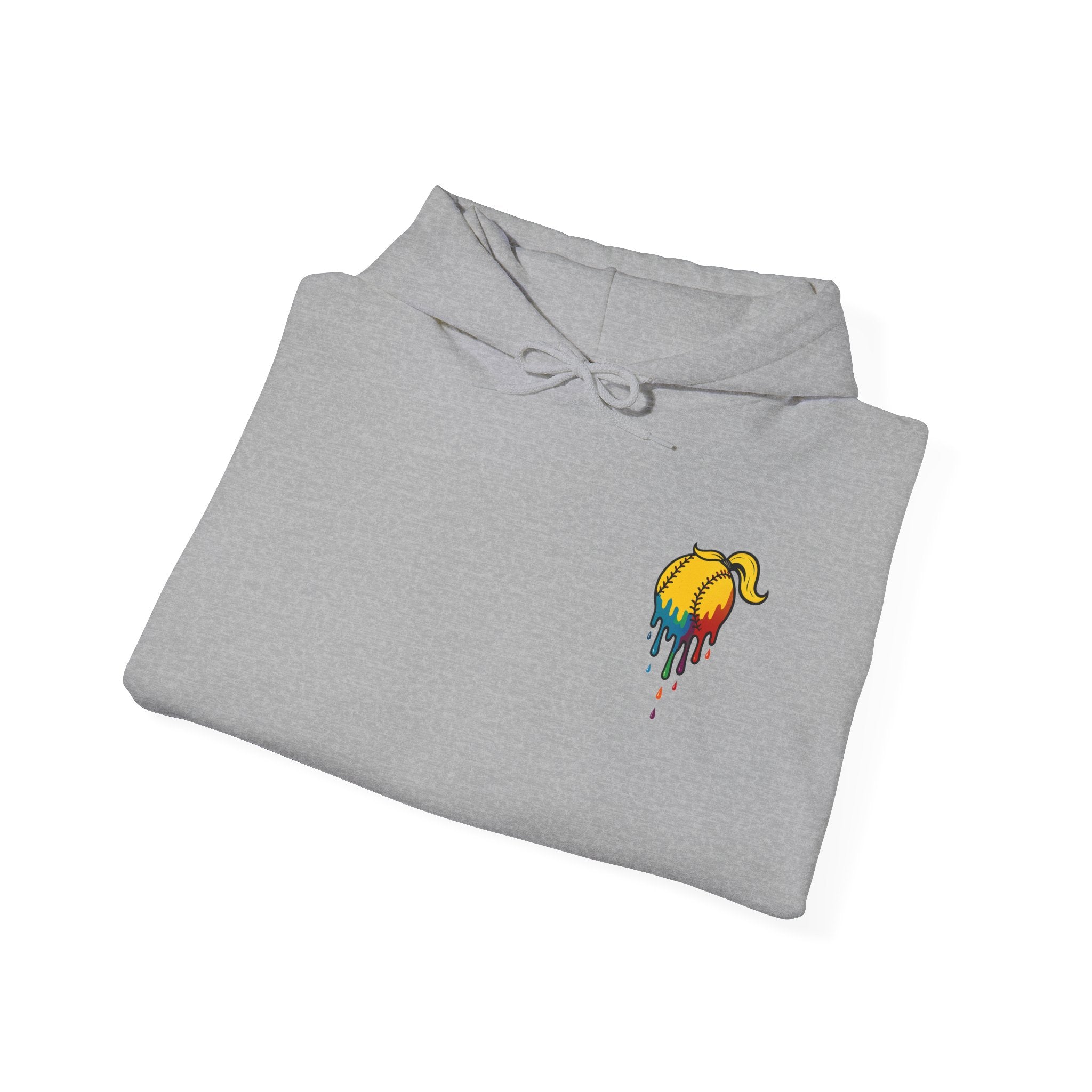 Softball Strikeout Drippy Paint Hoodie, Unisex Sweatshirt, Artistic Gift, Streetwear Style, Comfortable Casual Wear, Unique Hooded Top