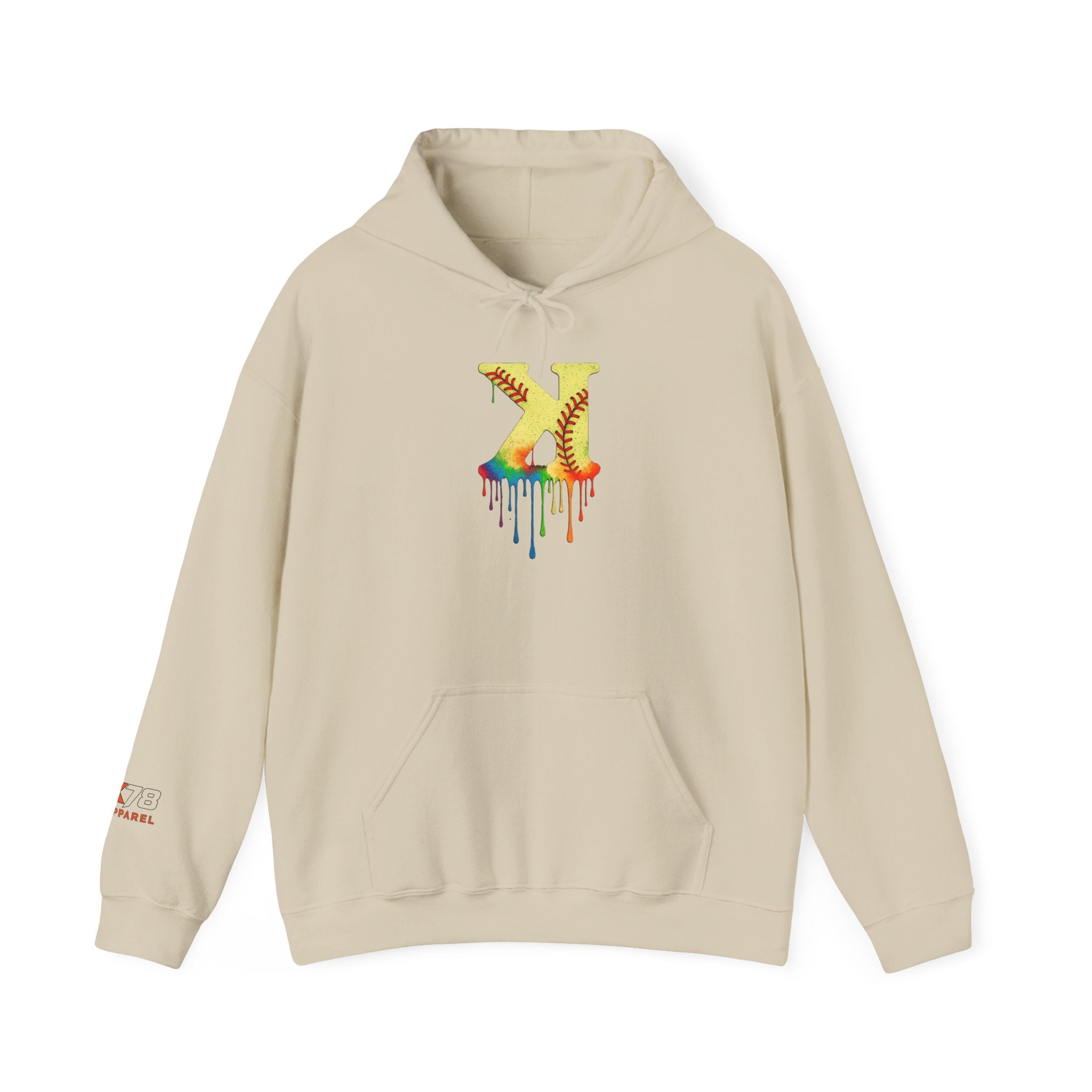 Softball Strikeout Drippy 2 Design Unisex Heavy Blend Hoodie, Perfect for Casual Wear, Street Style, Gifts, Festivals, Cozy Comfort