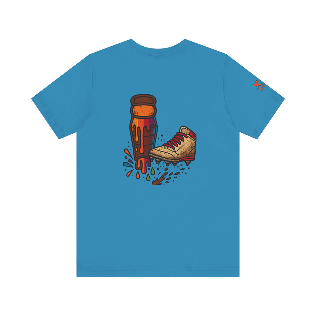 Kicking dirt on Blue Graffiti-Inspired Unisex Tee - Street Style, Casual Wear, Art Lovers, Hip-Hop Fashion, Summer Vibes