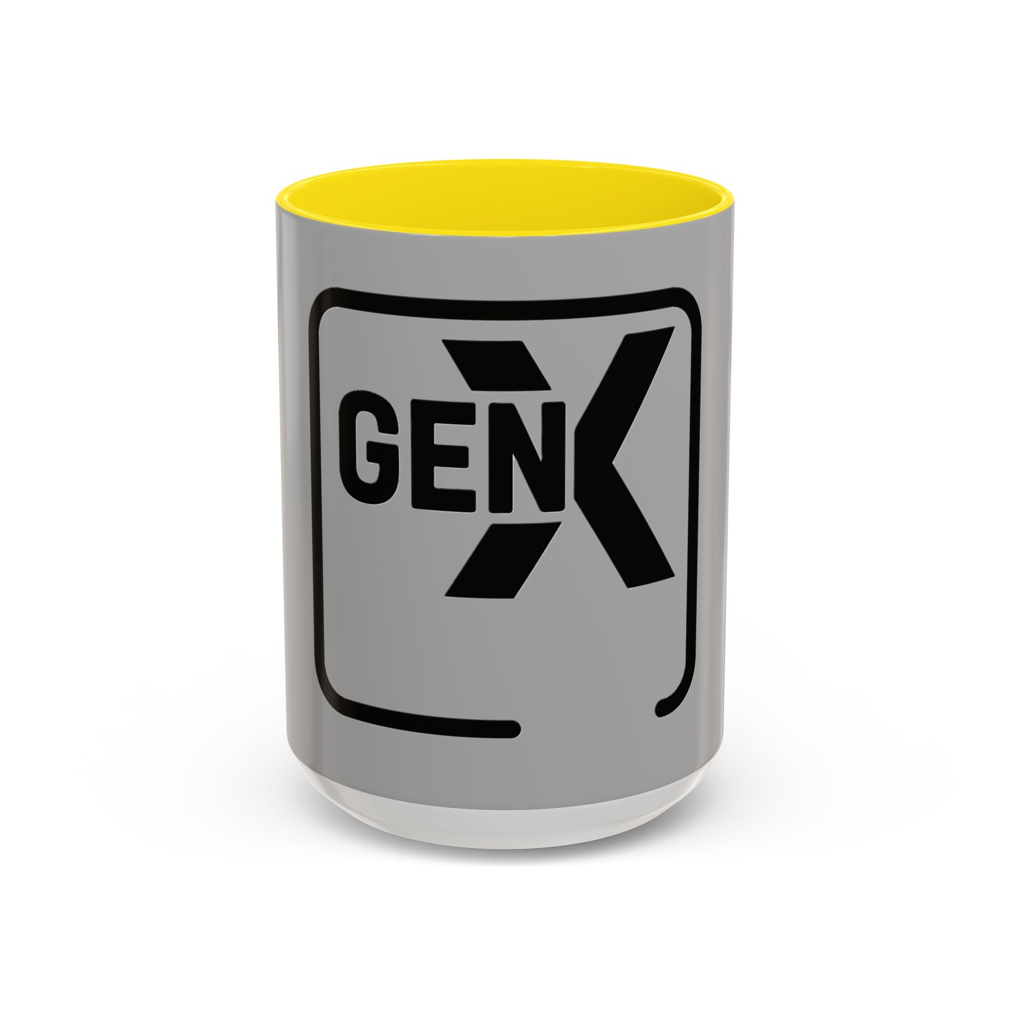 'Gen X' Accent Coffee Mug - Trendy Gift for Retro Lovers, Black and Gray Mug for Home Office, Vintage Style, Coffee Lover's Gift
