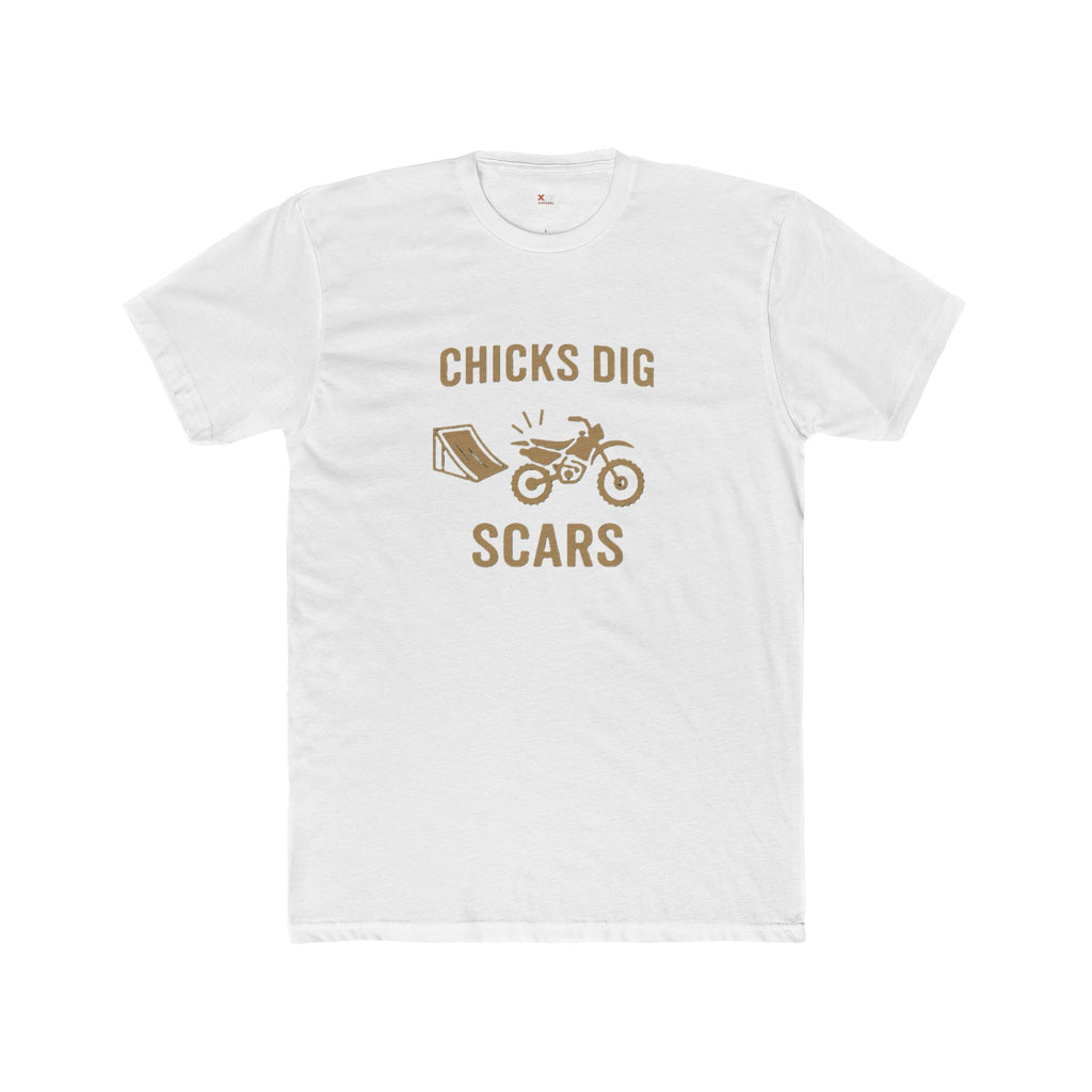 'Chicks Dig Scars Dirt Bike' Unisex Crew Tee, Graphic T-Shirt, Casual Wear, Birthday Gift, Motorcycle Lover Shirt