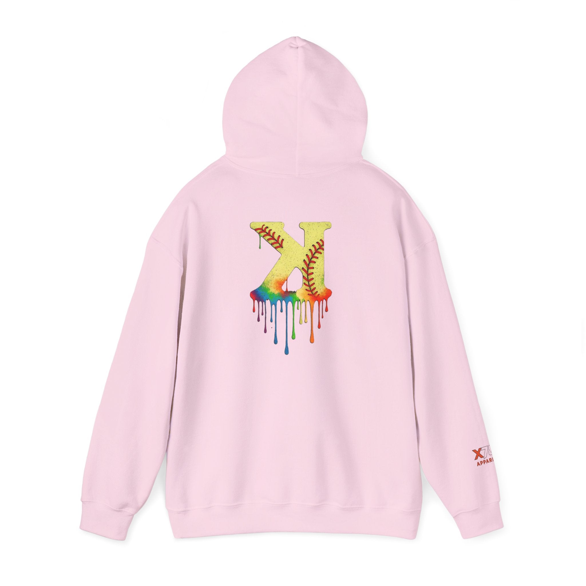 Softball Strikeout Drippy Paint Hoodie, Unisex Sweatshirt, Artistic Gift, Streetwear Style, Comfortable Casual Wear, Unique Hooded Top