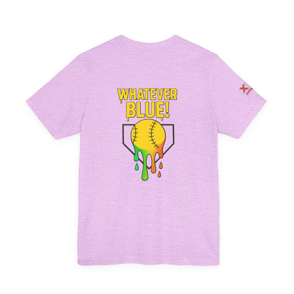 Whatever Blue Drippy Softball Colorful Graphic Tee, Fun Unisex T-Shirt, Playful Softball Shirt, Summer Vibe Outfit, Perfect Gift for Sports Lovers