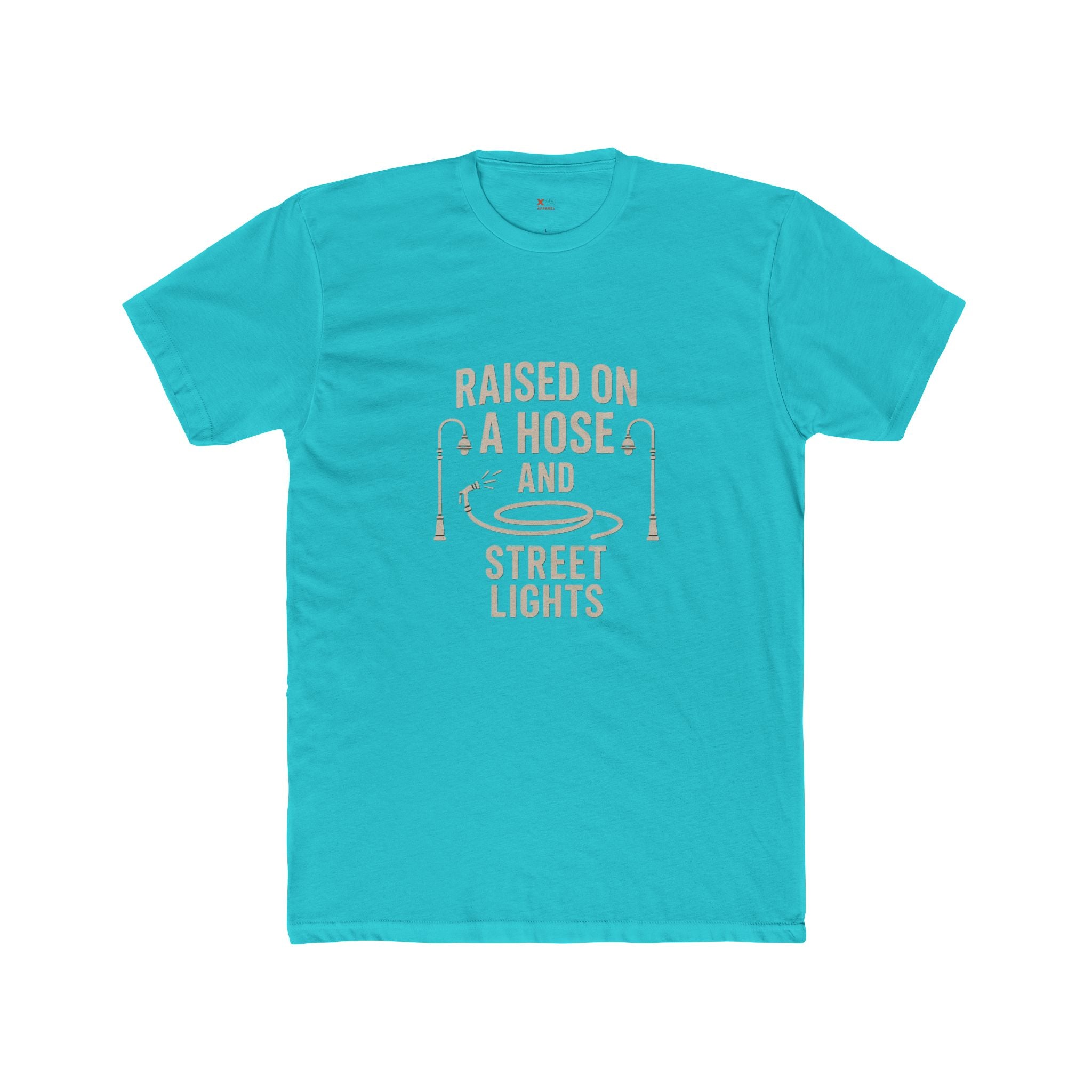 'Raised On A Hose And Street Lights' Cotton Crew Tee, Casual Graphic T-Shirt, Summer Outfit, Gift for him/her, Outdoor Fun, Nostalgic Apparel, Everyday Wear