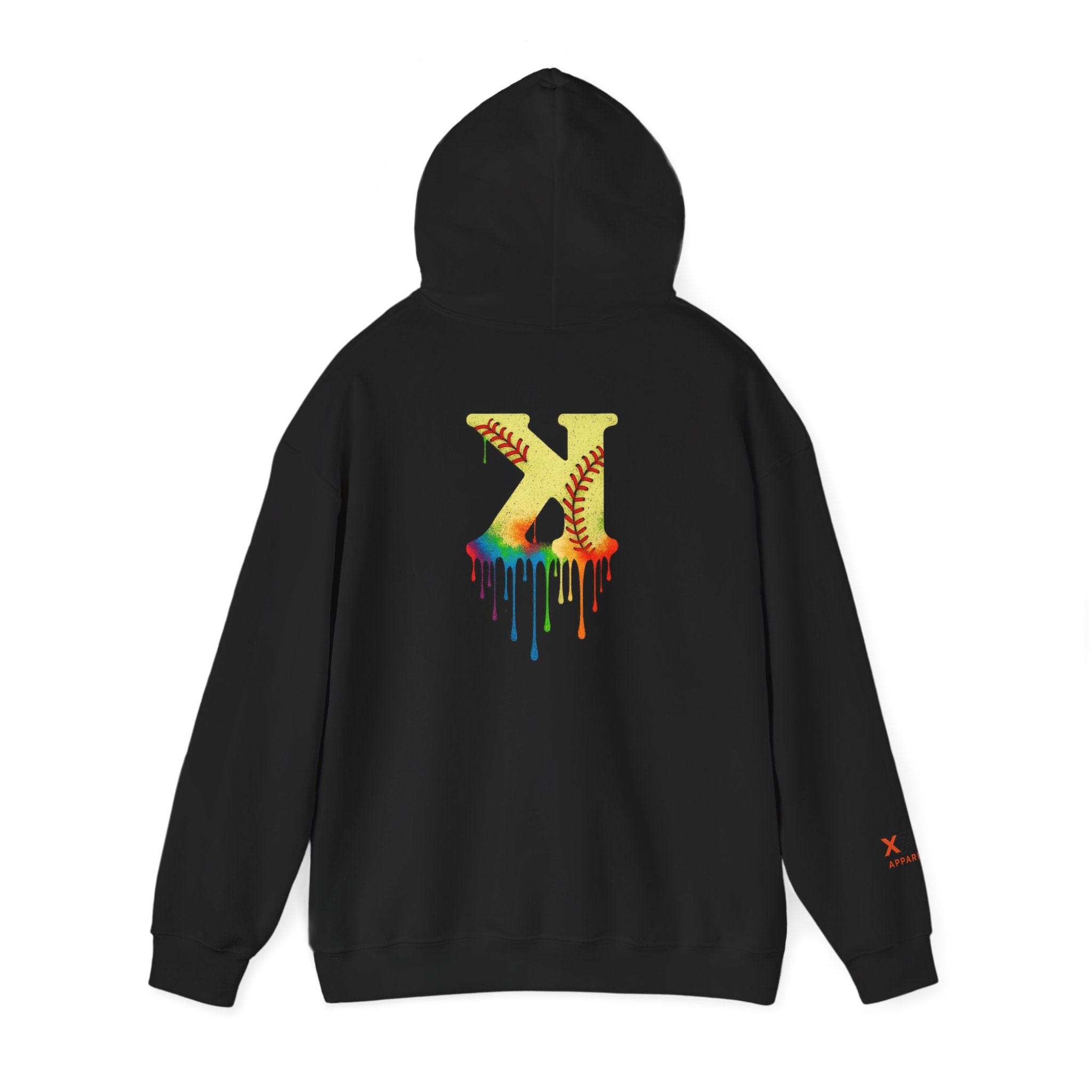 Softball Strikeout Drippy Paint Hoodie, Unisex Sweatshirt, Artistic Gift, Streetwear Style, Comfortable Casual Wear, Unique Hooded Top