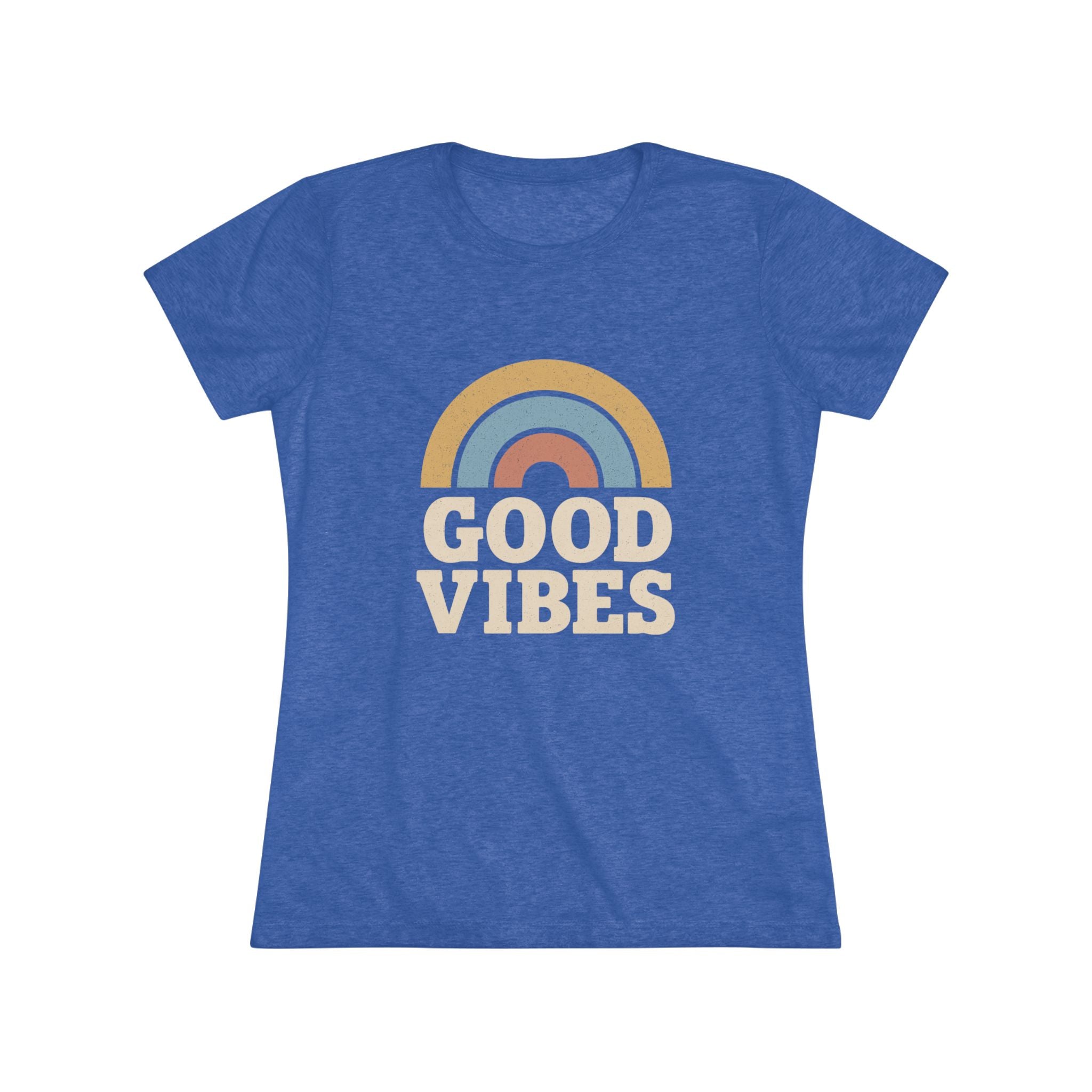 Good Vibes Women's Triblend Tee, Rainbow Shirt, Casual T-Shirt, Boho Style Top, Gift for Her, Summer Fashion