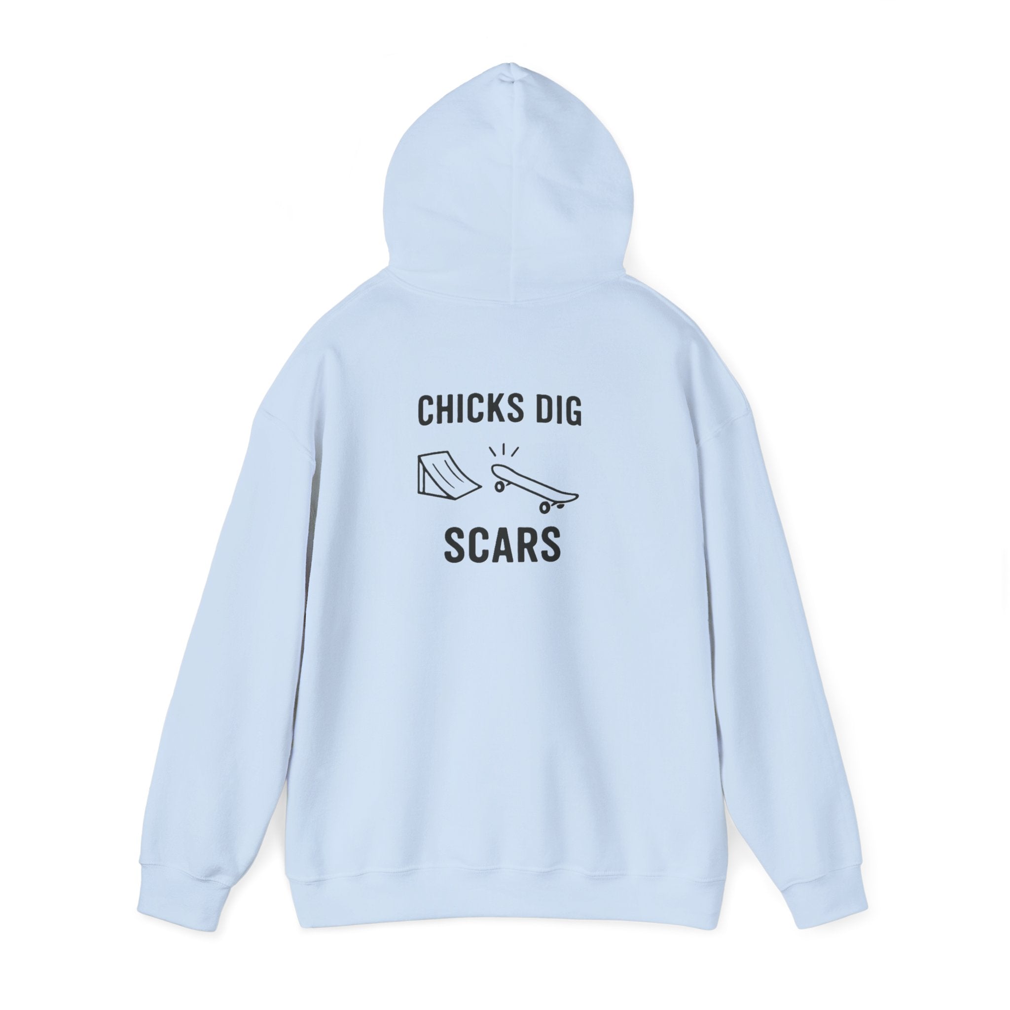 'Gen X Chicks Dig Scars Skateboard' Chic Streetwear Hoodie, Unisex Heavy Blend Sweatshirt, Skateboard Fashion, Gift for Skate Enthusiasts, Casual Wear, Everyday Style