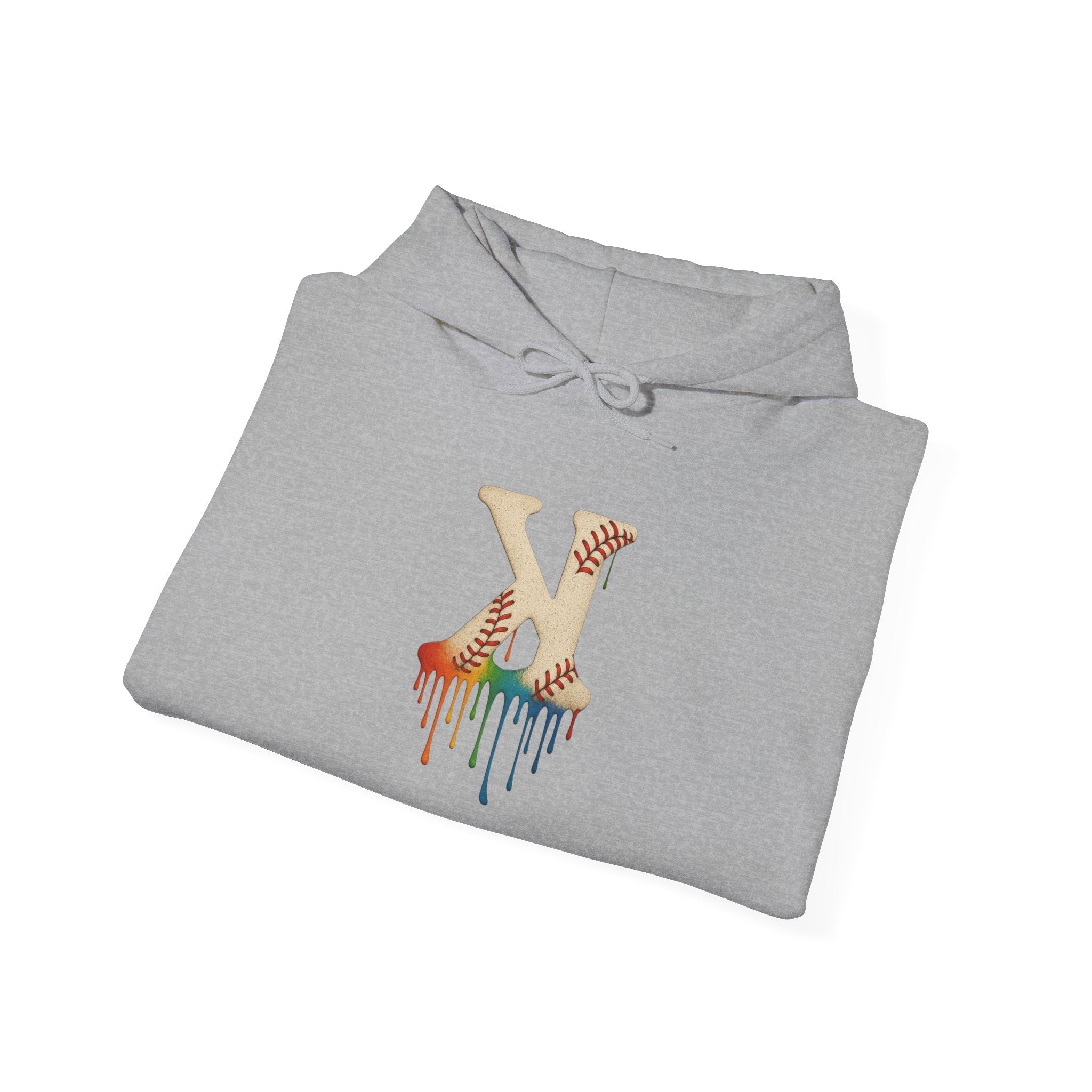 Baseball Strikeout Drippy Hoodie, Unisex Heavy Blend Sweatshirt, Trendy Streetwear, Casual Winter Outfit, Unique Gift for Art Lovers, Creative Apparel