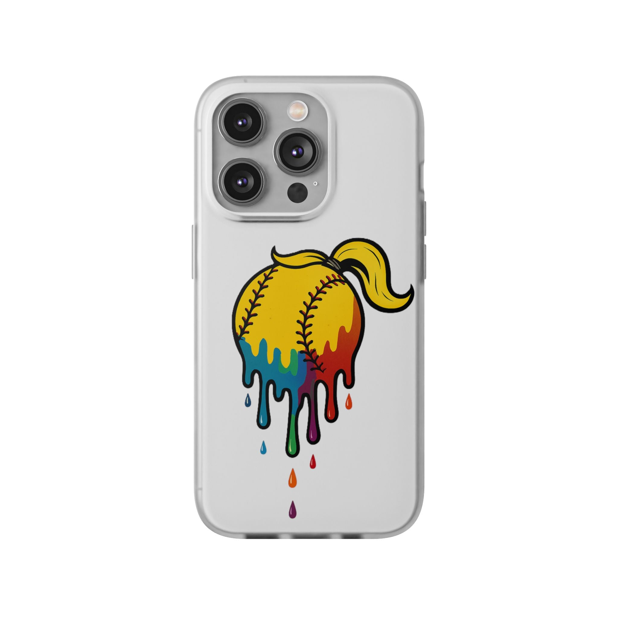 'Drippy' Colorful Baseball Flexi Case, Phone Cover for Softball Lovers, Sporty Gift for Athletes, Fun Accessory for Teens, Vibrant Custom Phone Shell