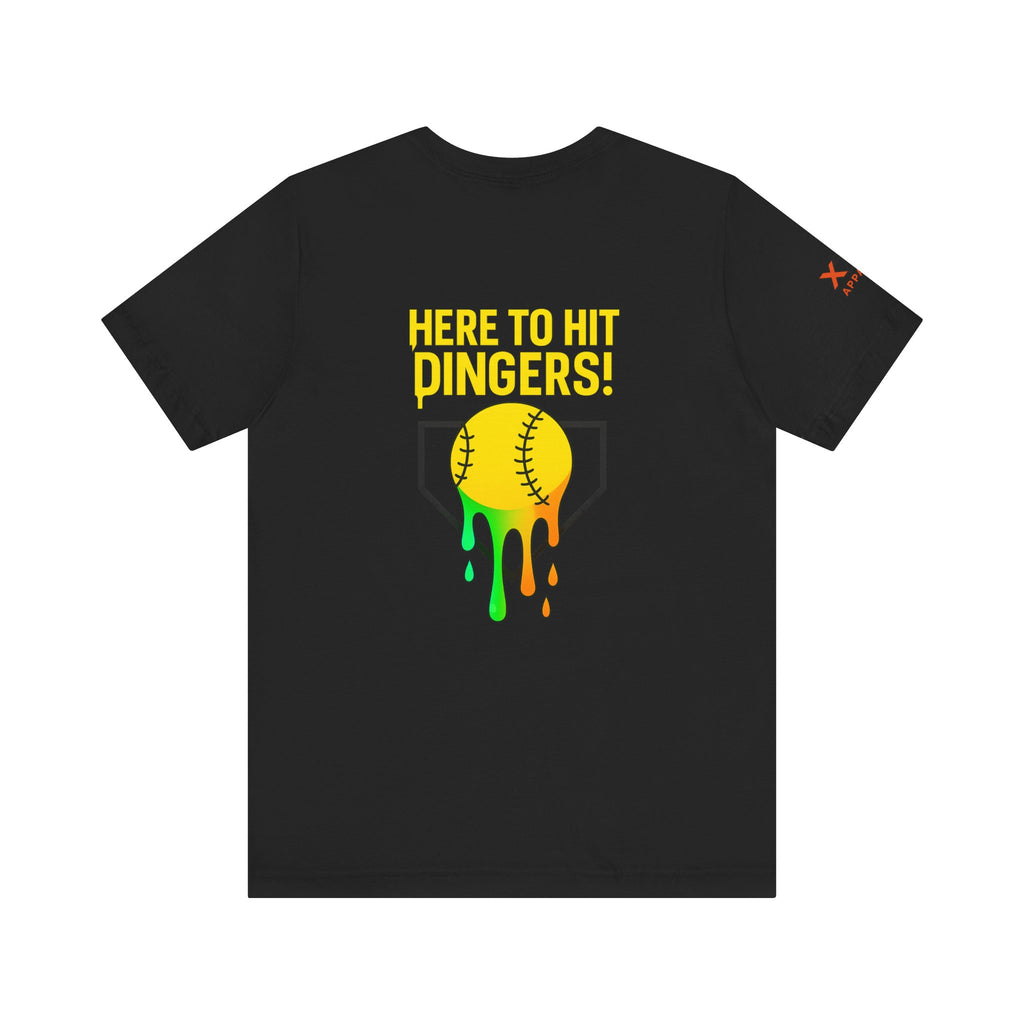Here to Hit Dingers Drippy Playful Sports Shirt for Athletes, Gifts for Softball Lovers, Team Apparel