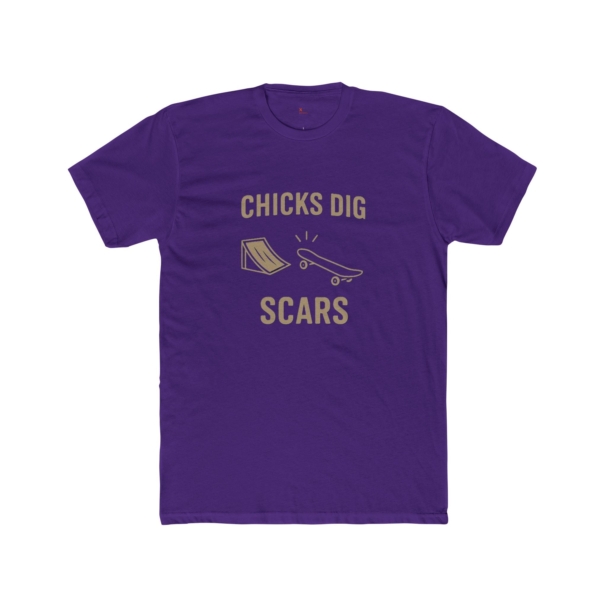 'Chicks Dig Scars Skateboard' Humor Tee, Chicks Dig Scars Graphic Shirt, Unisex Cotton Crew T-Shirt, Casual Everyday Wear, Gift for Skaters, Trendy Streetwear