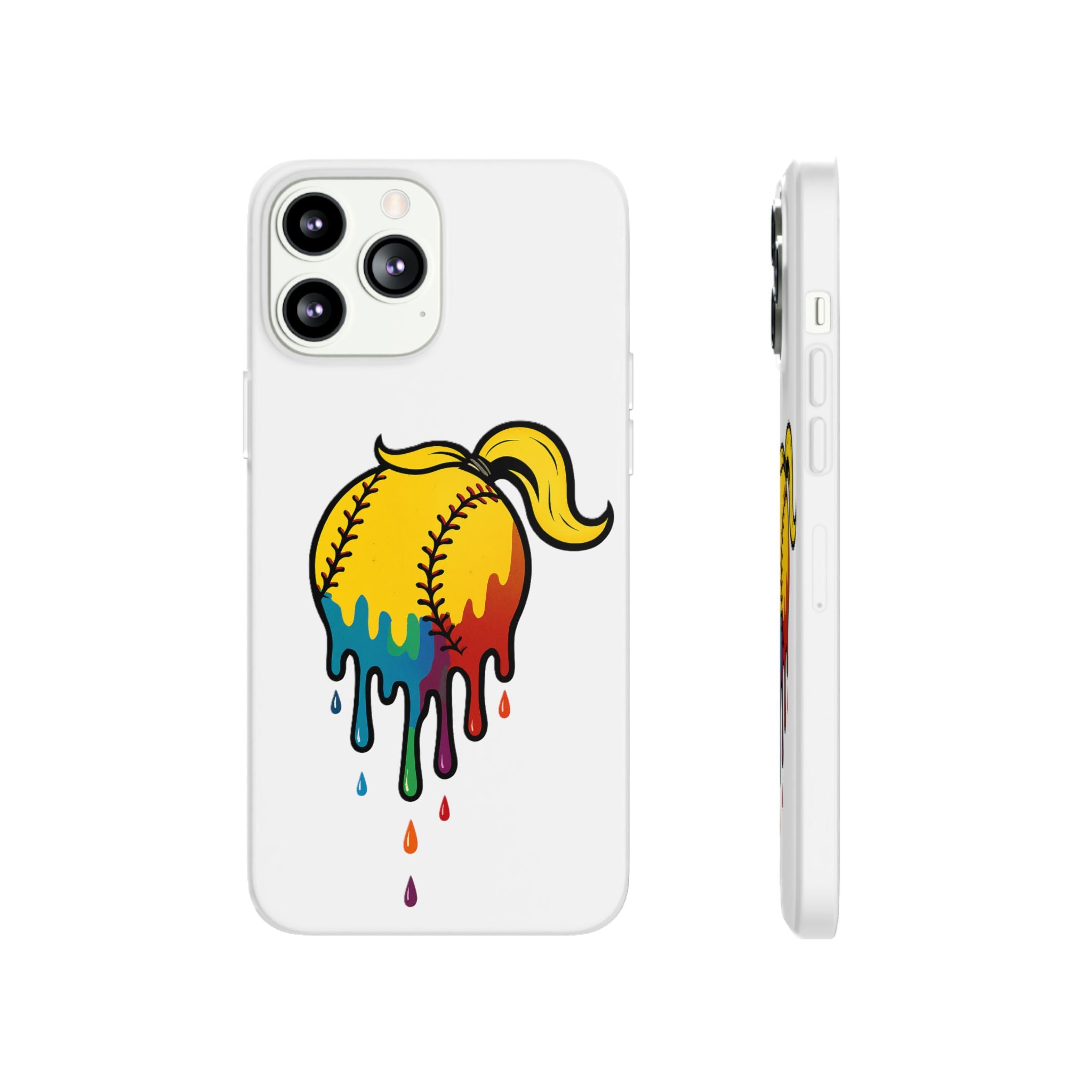 'Drippy' Colorful Baseball Flexi Case, Phone Cover for Softball Lovers, Sporty Gift for Athletes, Fun Accessory for Teens, Vibrant Custom Phone Shell