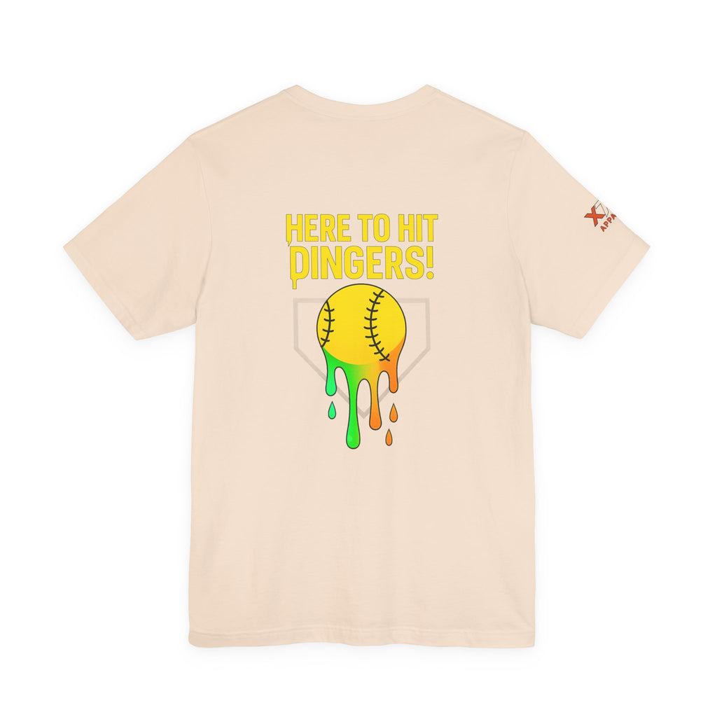Here to Hit Dingers Drippy Playful Sports Shirt for Athletes, Gifts for Softball Lovers, Team Apparel