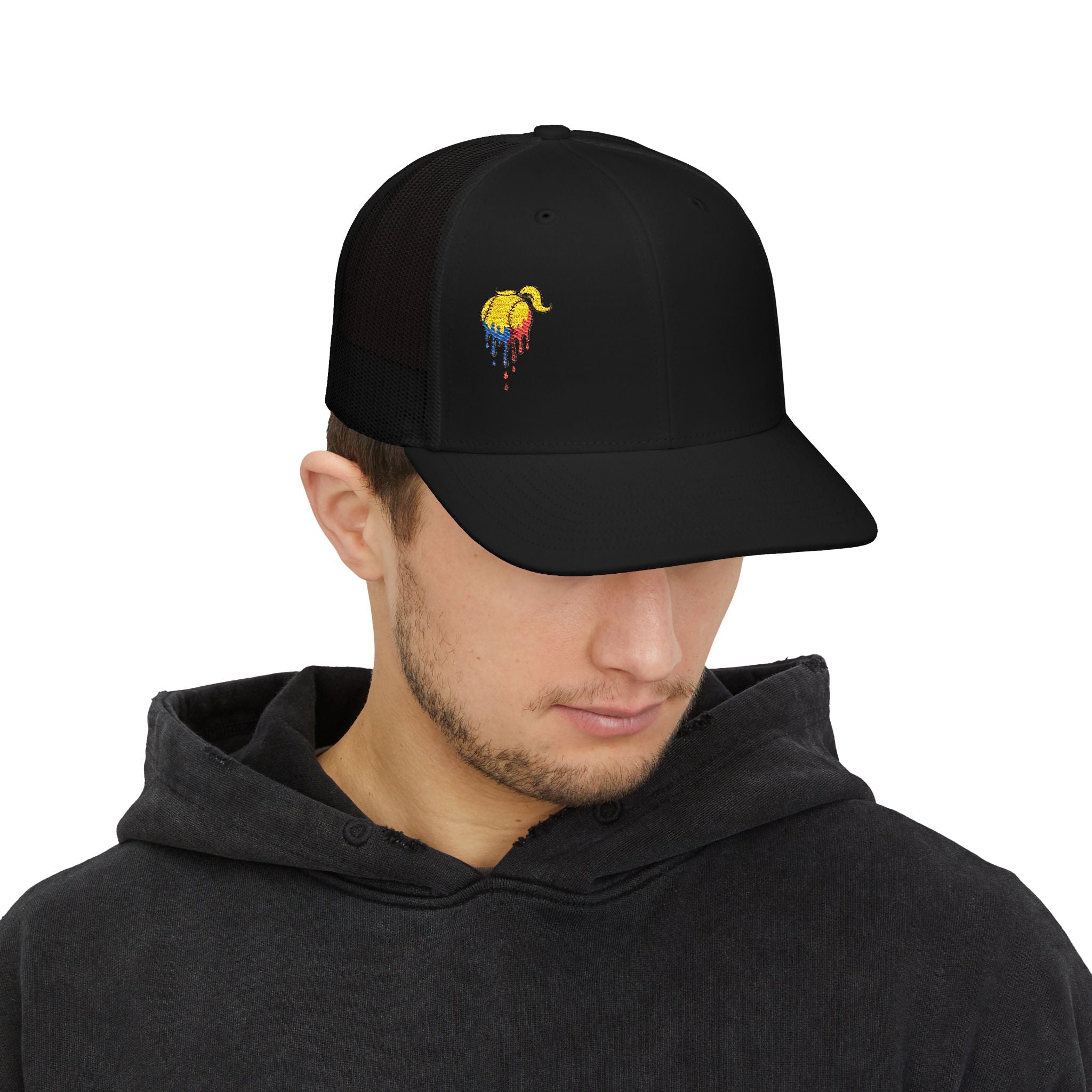 'Drippy' Colorful Elephant Embroidered Snapback Trucker Cap, Festival Hat, Gift for Animal Lovers, Summer Accessory, Casual Style