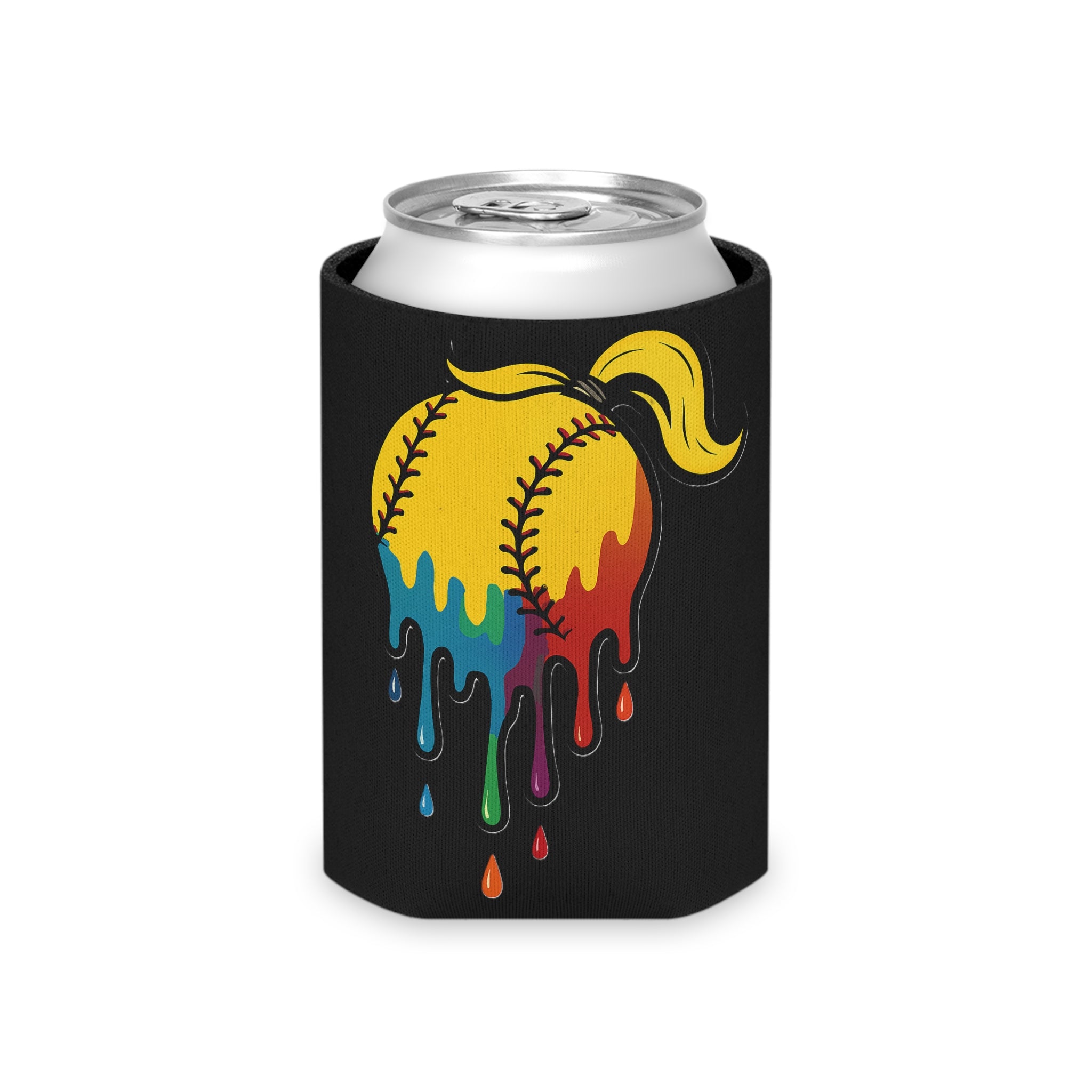'Drippy' Colorful Dripping Baseball Softball Can Cooler - Fun Gift for Sports Lovers, Tailgating, Birthdays, Summer Parties, BBQs