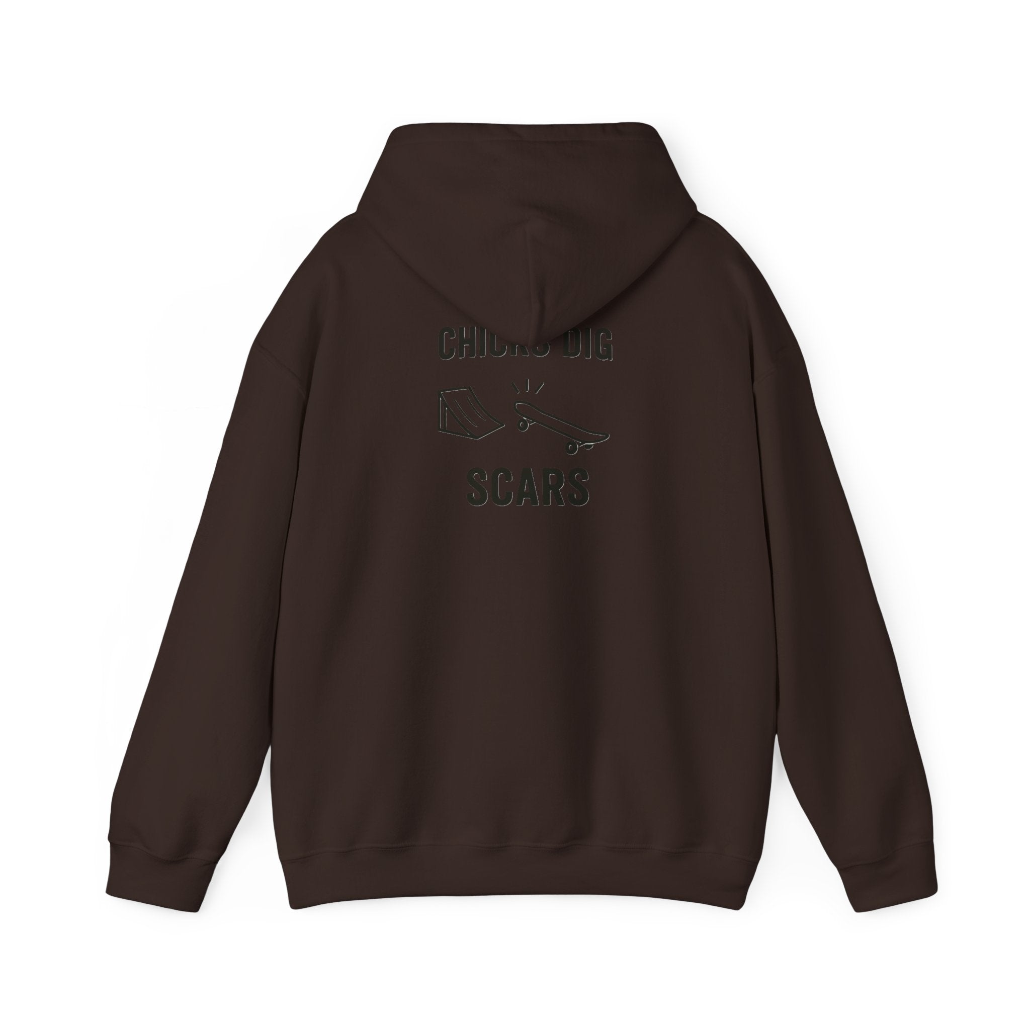 'Gen X Chicks Dig Scars Skateboard' Chic Streetwear Hoodie, Unisex Heavy Blend Sweatshirt, Skateboard Fashion, Gift for Skate Enthusiasts, Casual Wear, Everyday Style