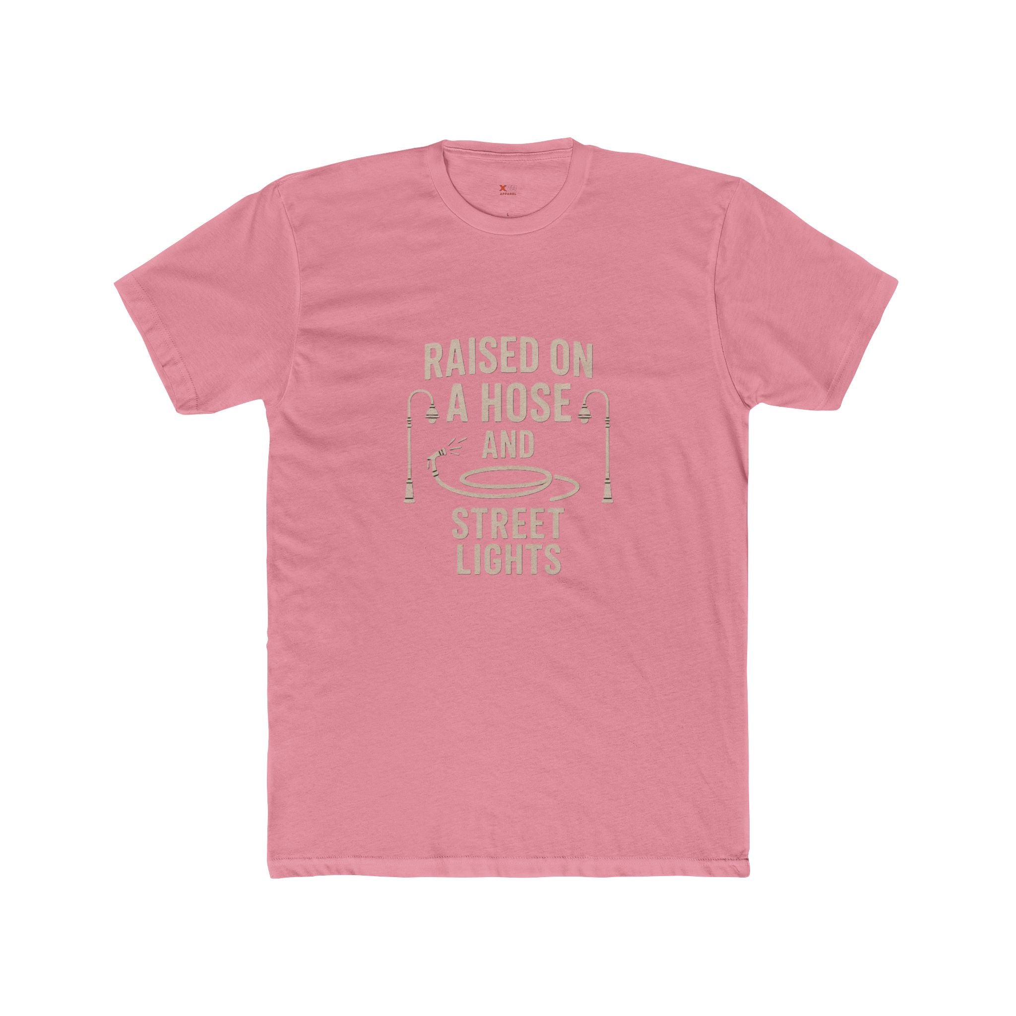 'Raised On A Hose And Street Lights' Cotton Crew Tee, Casual Graphic T-Shirt, Summer Outfit, Gift for him/her, Outdoor Fun, Nostalgic Apparel, Everyday Wear