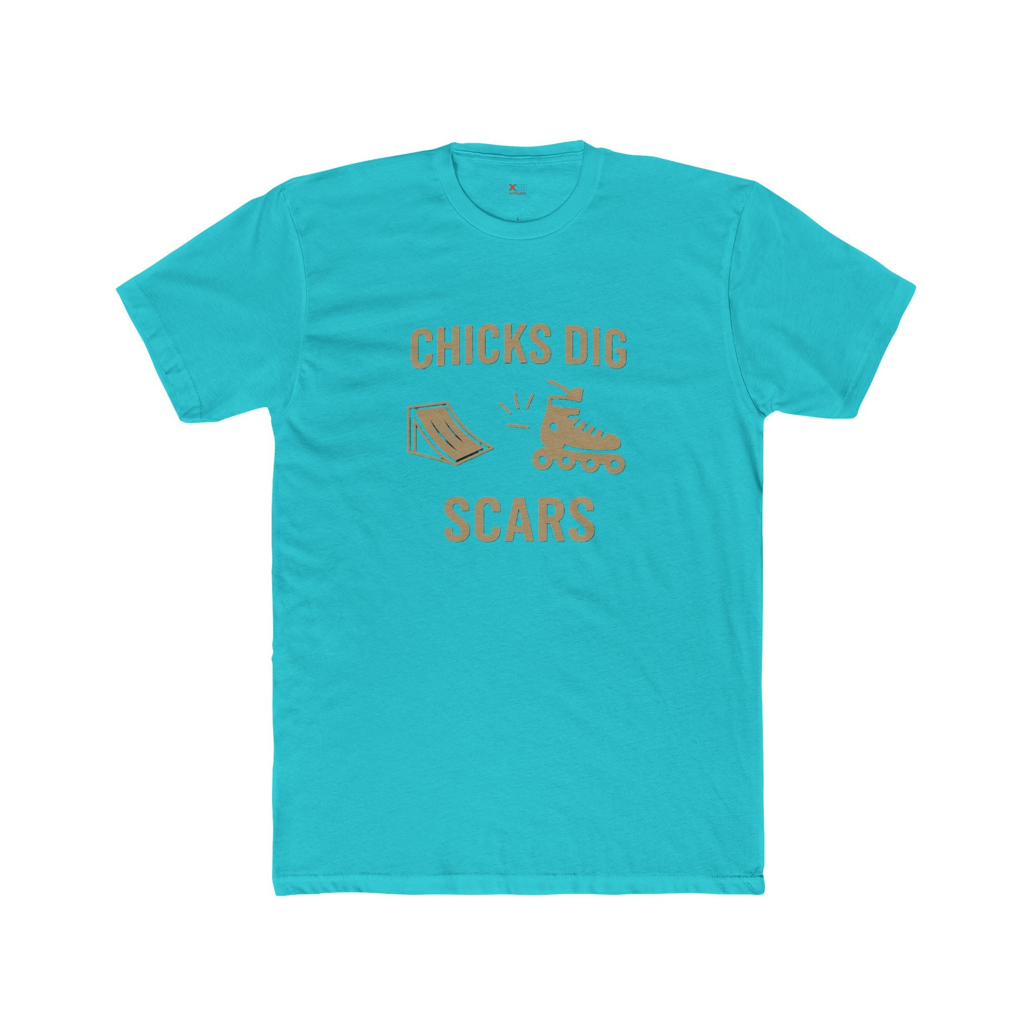 'Chicks Dig Scars Rollerblades' Unisex Cotton Crew Tee, Fun Graphic Tee, Roller Derby Shirt, Gift for Skaters, Casualwear, Quirky Humor Tee