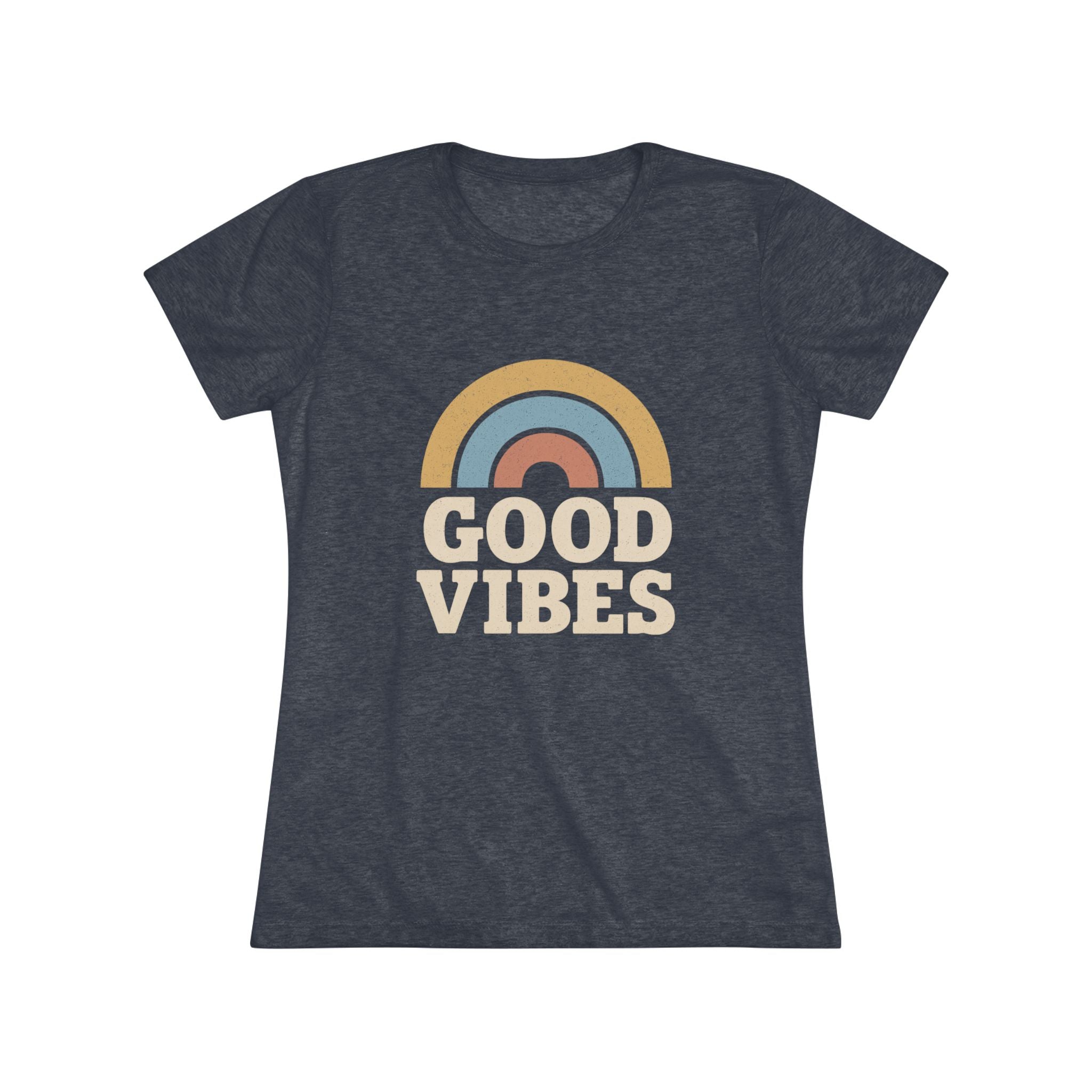 Good Vibes Women's Triblend Tee, Rainbow Shirt, Casual T-Shirt, Boho Style Top, Gift for Her, Summer Fashion