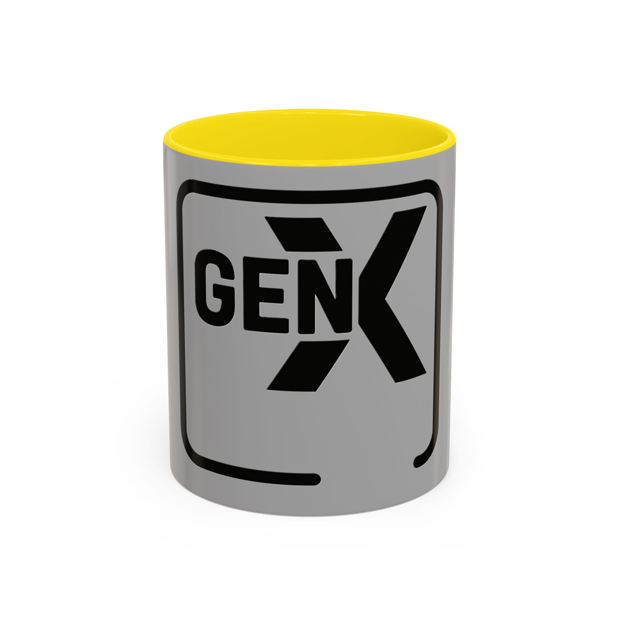 'Gen X' Accent Coffee Mug - Trendy Gift for Retro Lovers, Black and Gray Mug for Home Office, Vintage Style, Coffee Lover's Gift