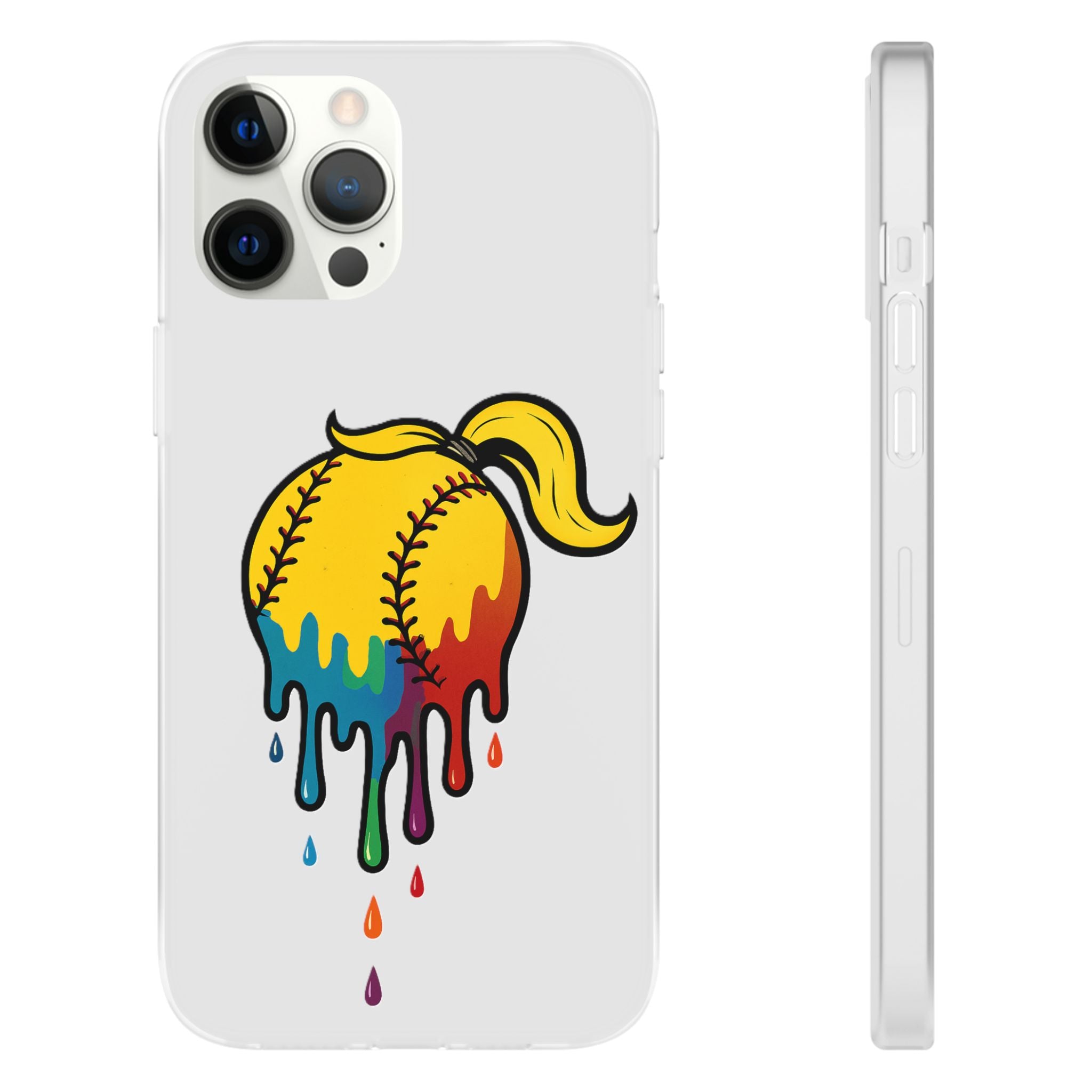 'Drippy' Colorful Baseball Flexi Case, Phone Cover for Softball Lovers, Sporty Gift for Athletes, Fun Accessory for Teens, Vibrant Custom Phone Shell