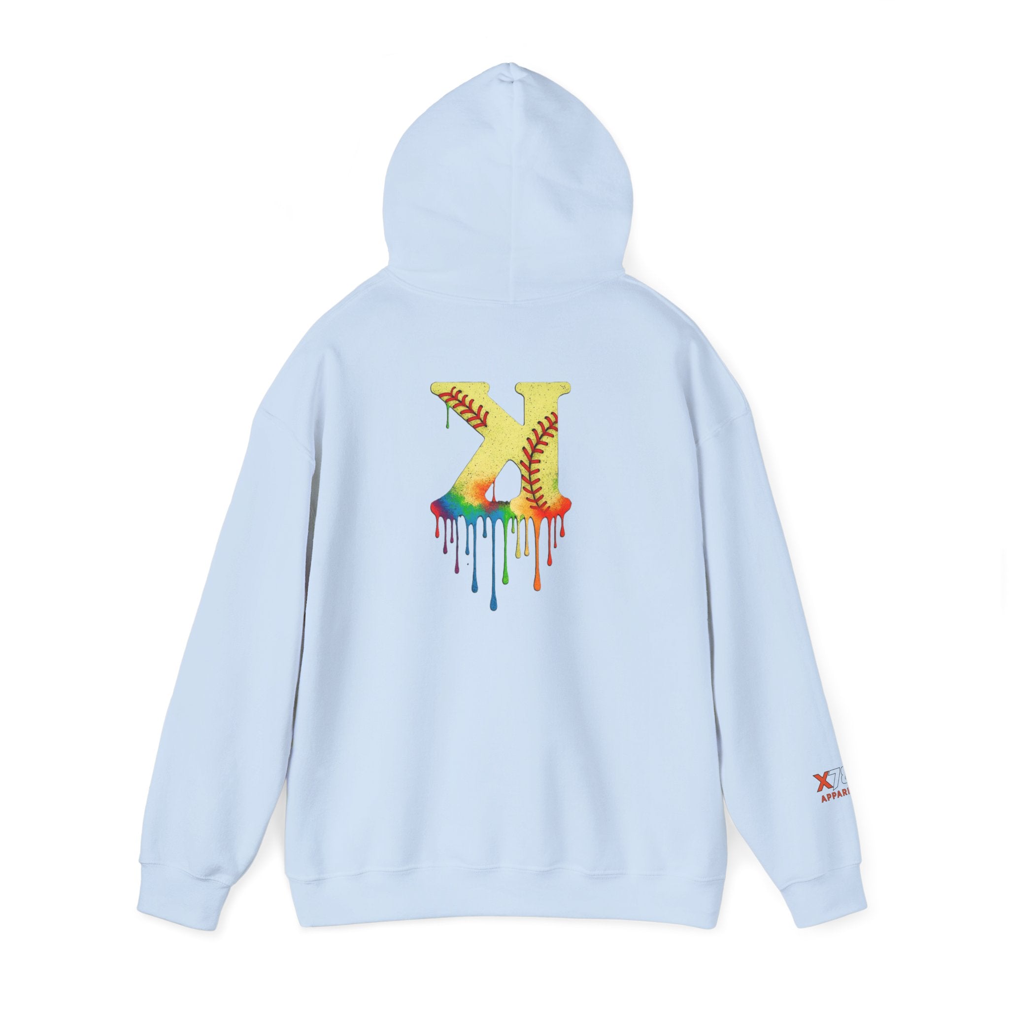 Softball Strikeout Drippy Paint Hoodie, Unisex Sweatshirt, Artistic Gift, Streetwear Style, Comfortable Casual Wear, Unique Hooded Top