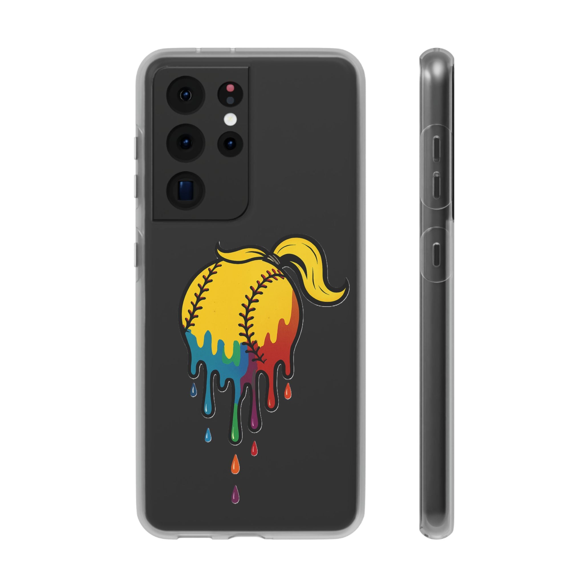 'Drippy' Colorful Baseball Flexi Case, Phone Cover for Softball Lovers, Sporty Gift for Athletes, Fun Accessory for Teens, Vibrant Custom Phone Shell