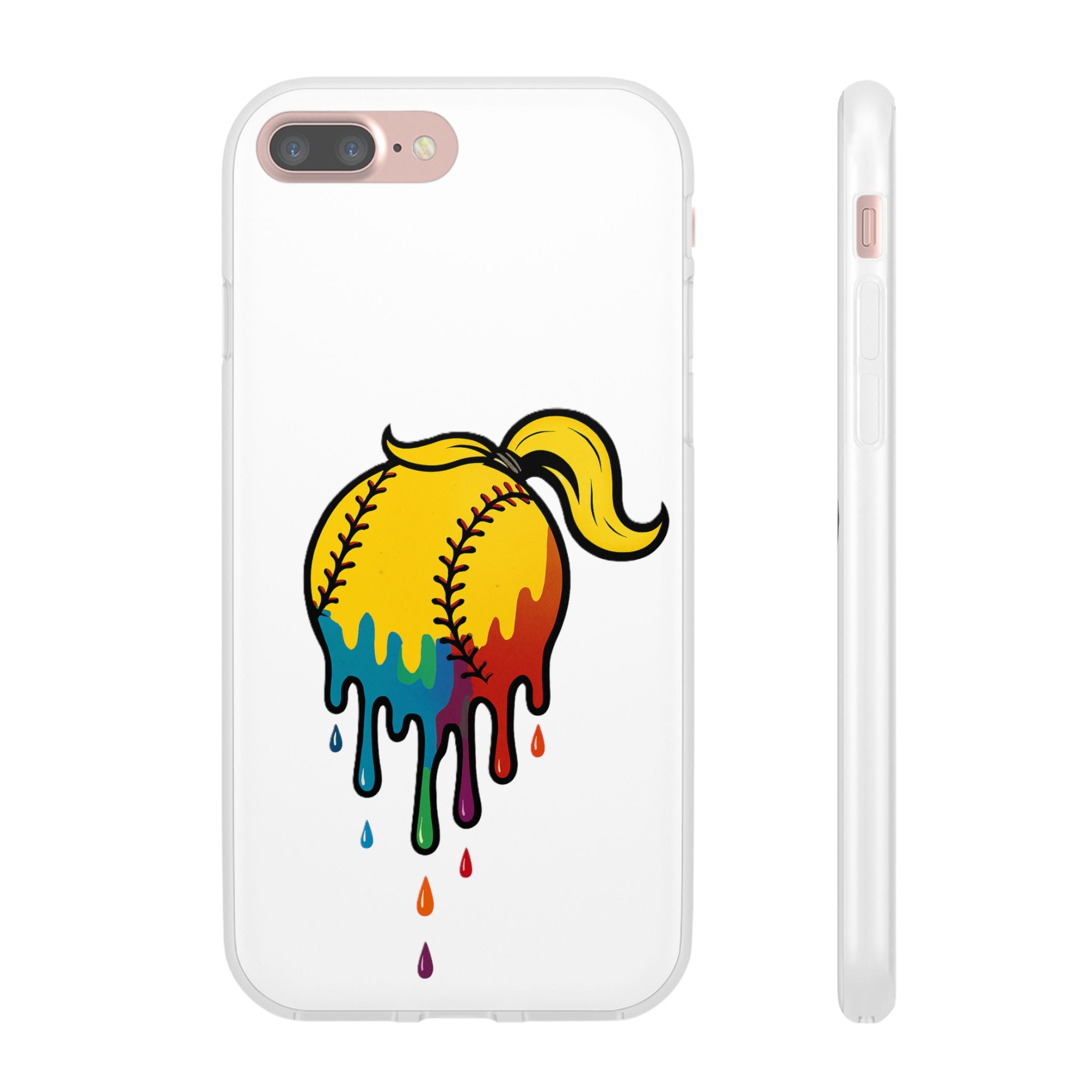 'Drippy' Colorful Baseball Flexi Case, Phone Cover for Softball Lovers, Sporty Gift for Athletes, Fun Accessory for Teens, Vibrant Custom Phone Shell
