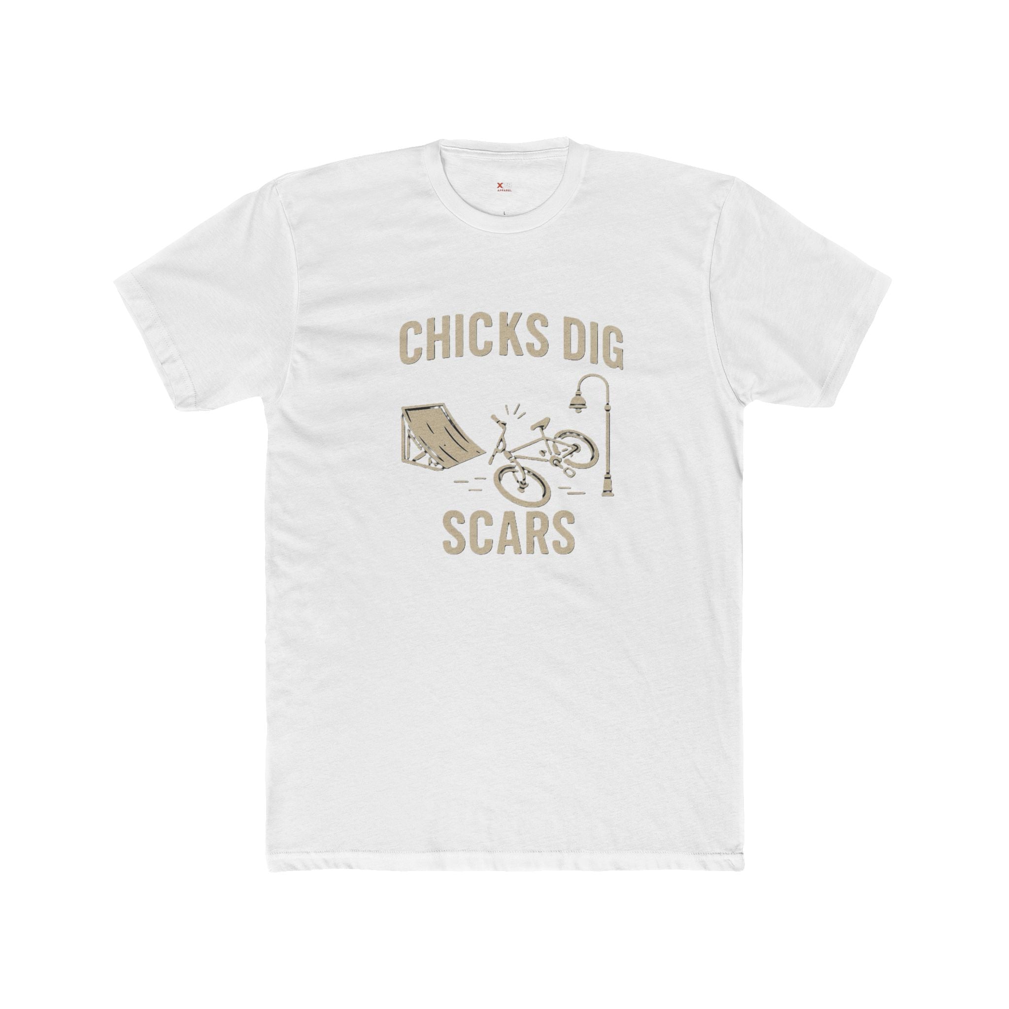 'Chicks Dig Scars Bike' Unisex Cotton Crew Tee, Casual Graphic Tee, Fun Gift for Bikers, Outdoor Adventure Shirt, Perfect for Birthdays, [...]