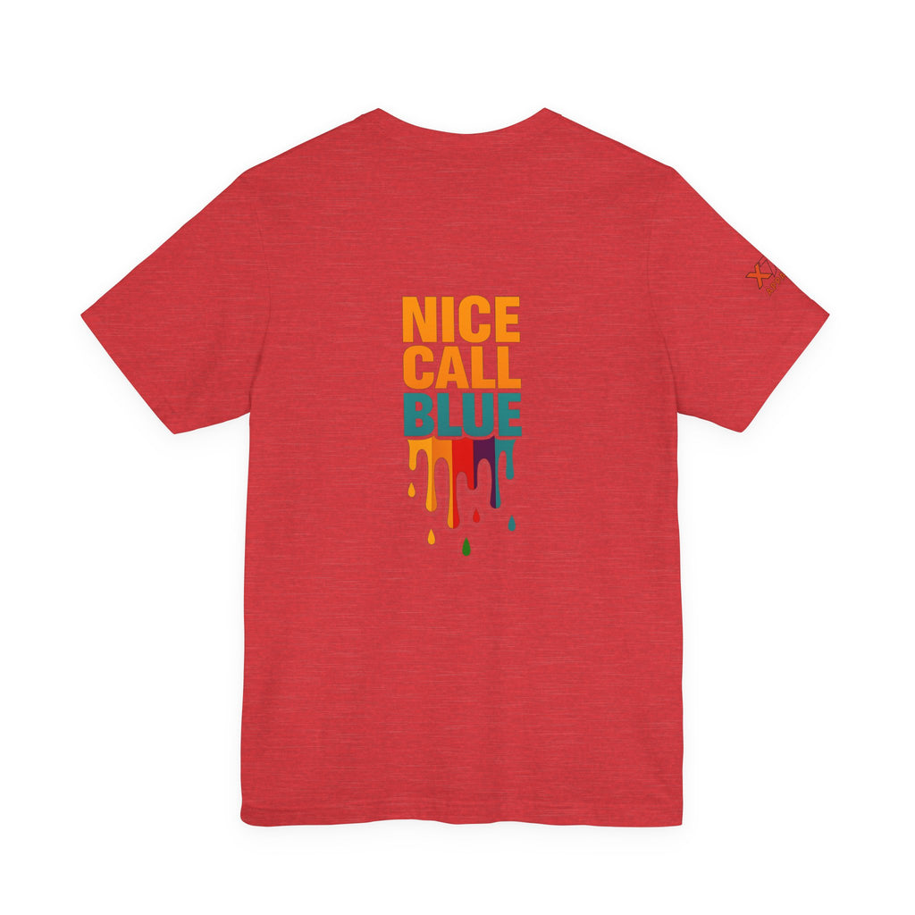 Nice Call Blue Drippy Cool Graphic Tee for Casual Vibes, Perfect for Everyday Wear, Music Festivals, Birthdays, Summer Outings, Unisex Style