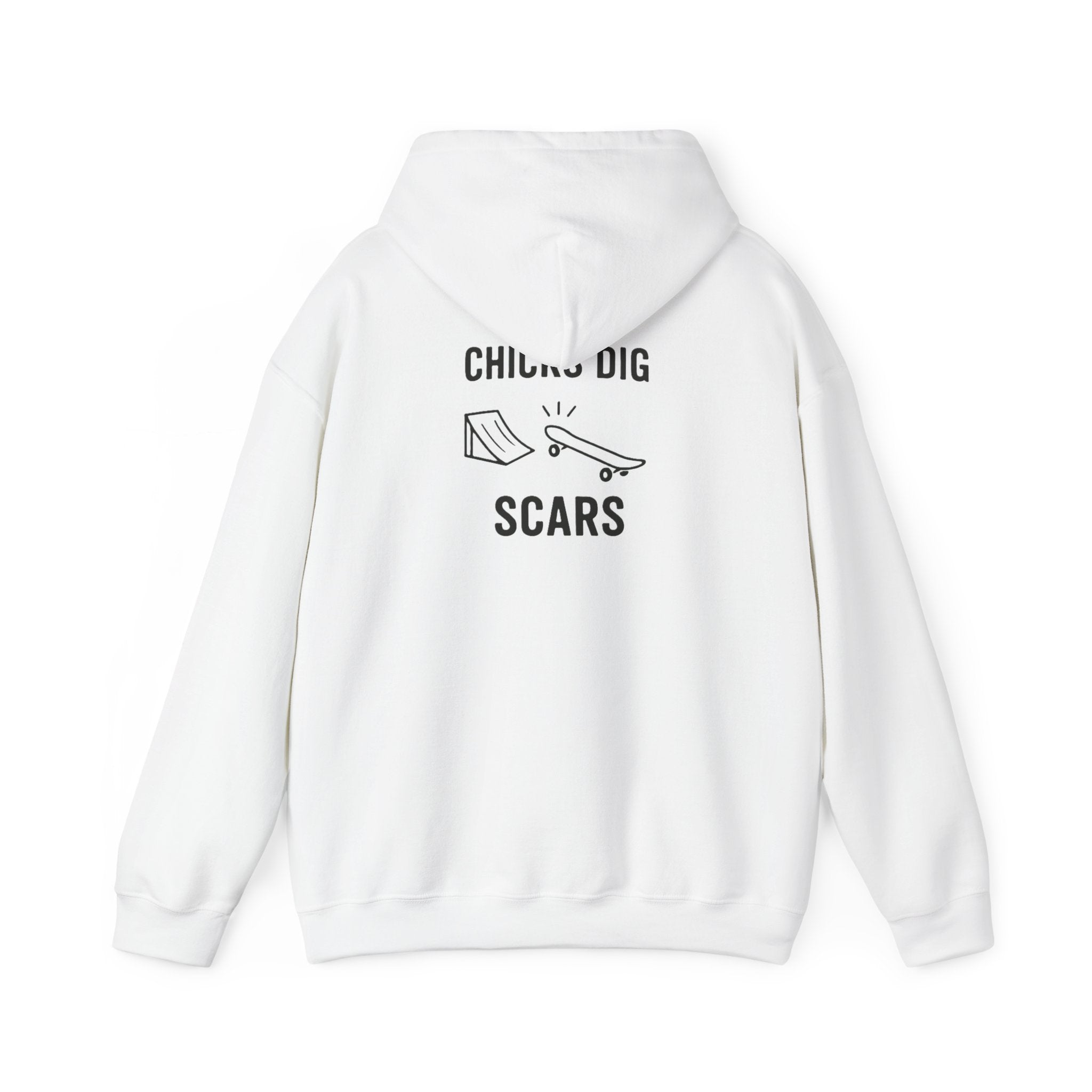 'Gen X Chicks Dig Scars Skateboard' Chic Streetwear Hoodie, Unisex Heavy Blend Sweatshirt, Skateboard Fashion, Gift for Skate Enthusiasts, Casual Wear, Everyday Style