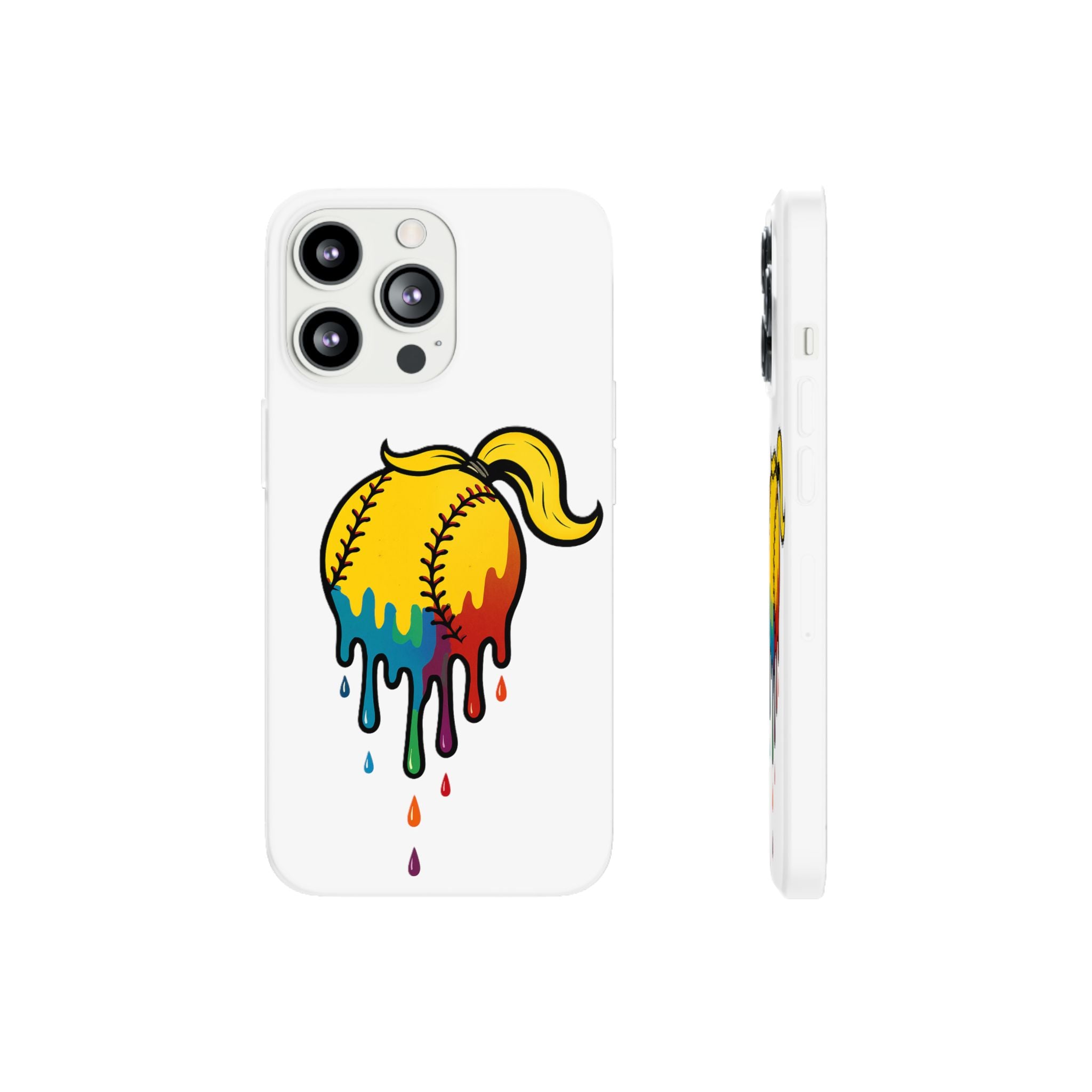'Drippy' Colorful Baseball Flexi Case, Phone Cover for Softball Lovers, Sporty Gift for Athletes, Fun Accessory for Teens, Vibrant Custom Phone Shell