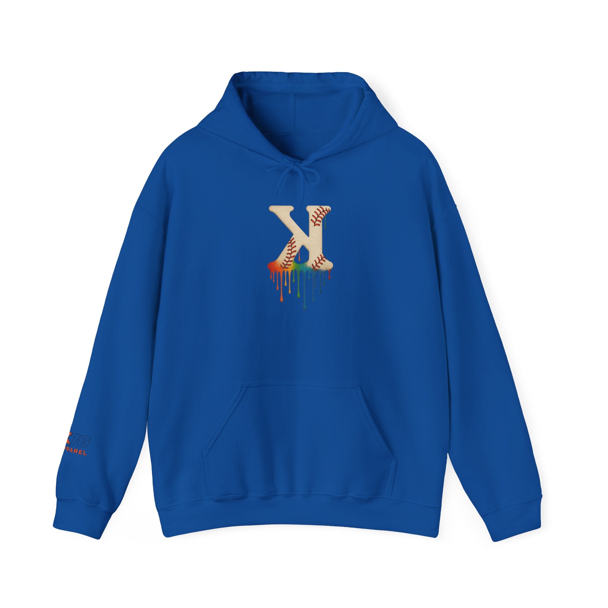 Baseball Strikeout Drippy Hoodie, Unisex Heavy Blend Sweatshirt, Trendy Streetwear, Casual Winter Outfit, Unique Gift for Art Lovers, Creative Apparel