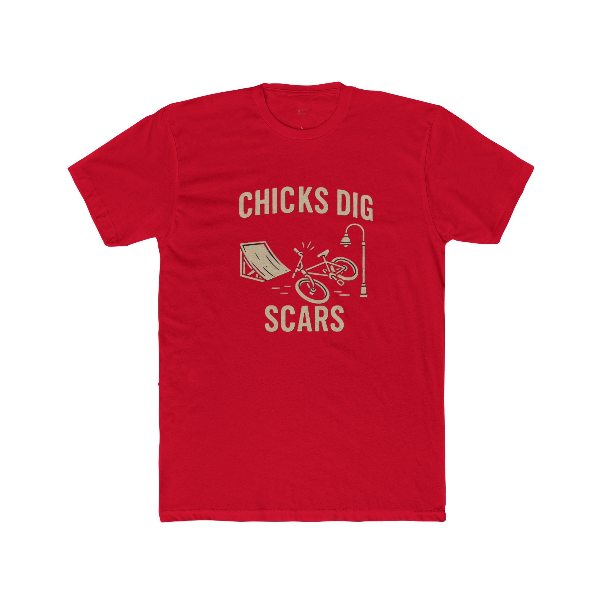 'Chicks Dig Scars Bike' Unisex Cotton Crew Tee, Casual Graphic Tee, Fun Gift for Bikers, Outdoor Adventure Shirt, Perfect for Birthdays, [...]