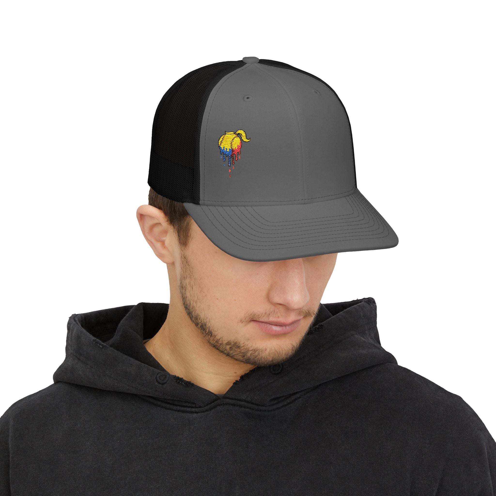 'Drippy' Colorful Elephant Embroidered Snapback Trucker Cap, Festival Hat, Gift for Animal Lovers, Summer Accessory, Casual Style