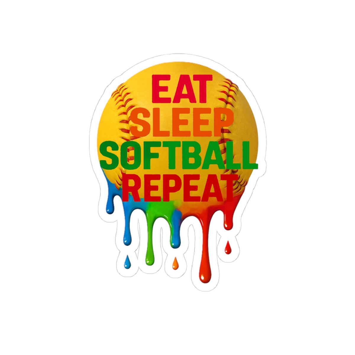Drippy Eat Sleep Softball Repeat Sticker