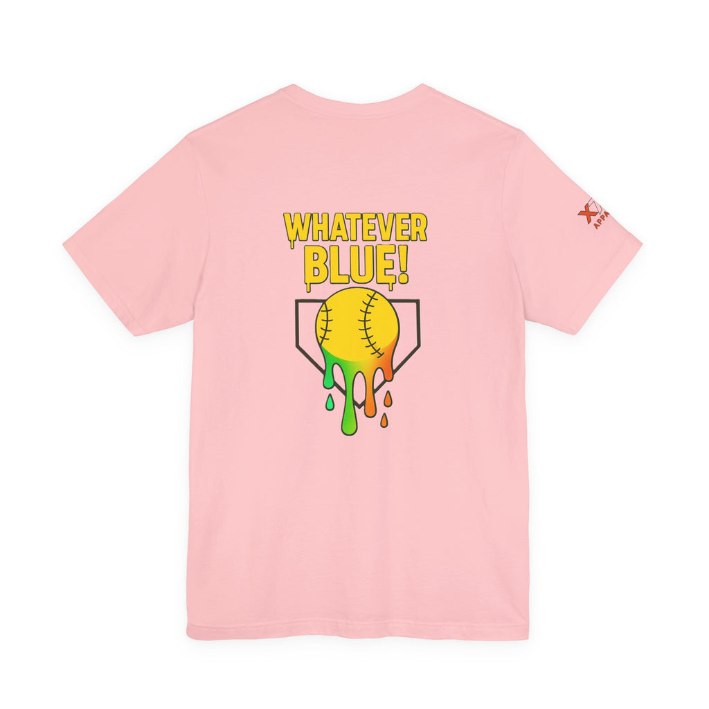 Whatever Blue Drippy Softball Colorful Graphic Tee, Fun Unisex T-Shirt, Playful Softball Shirt, Summer Vibe Outfit, Perfect Gift for Sports Lovers