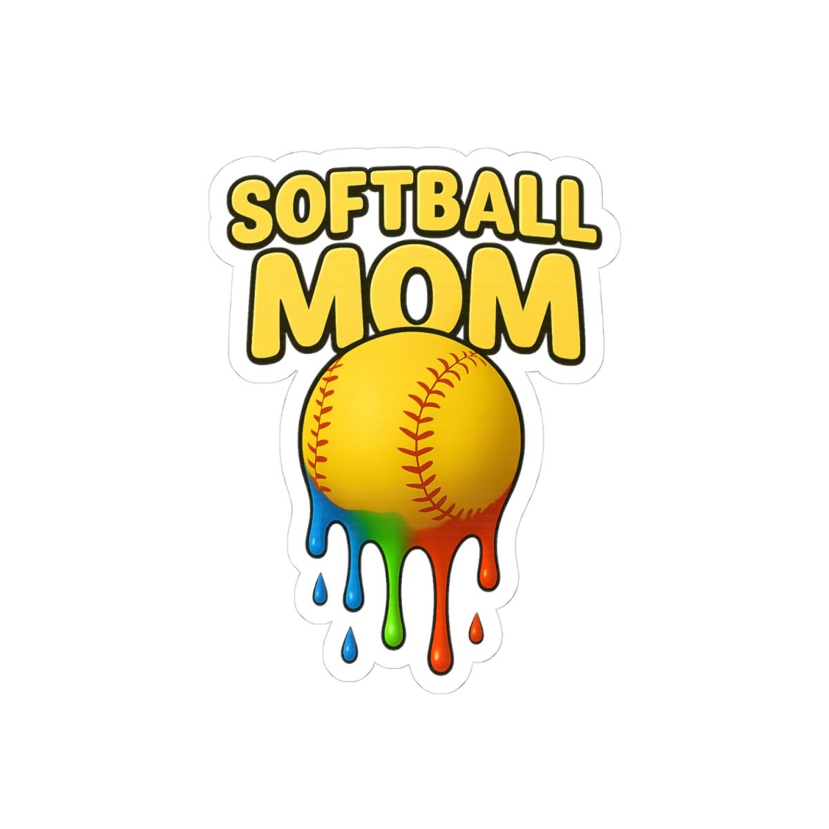 Drippy Colorful Softball Sticker