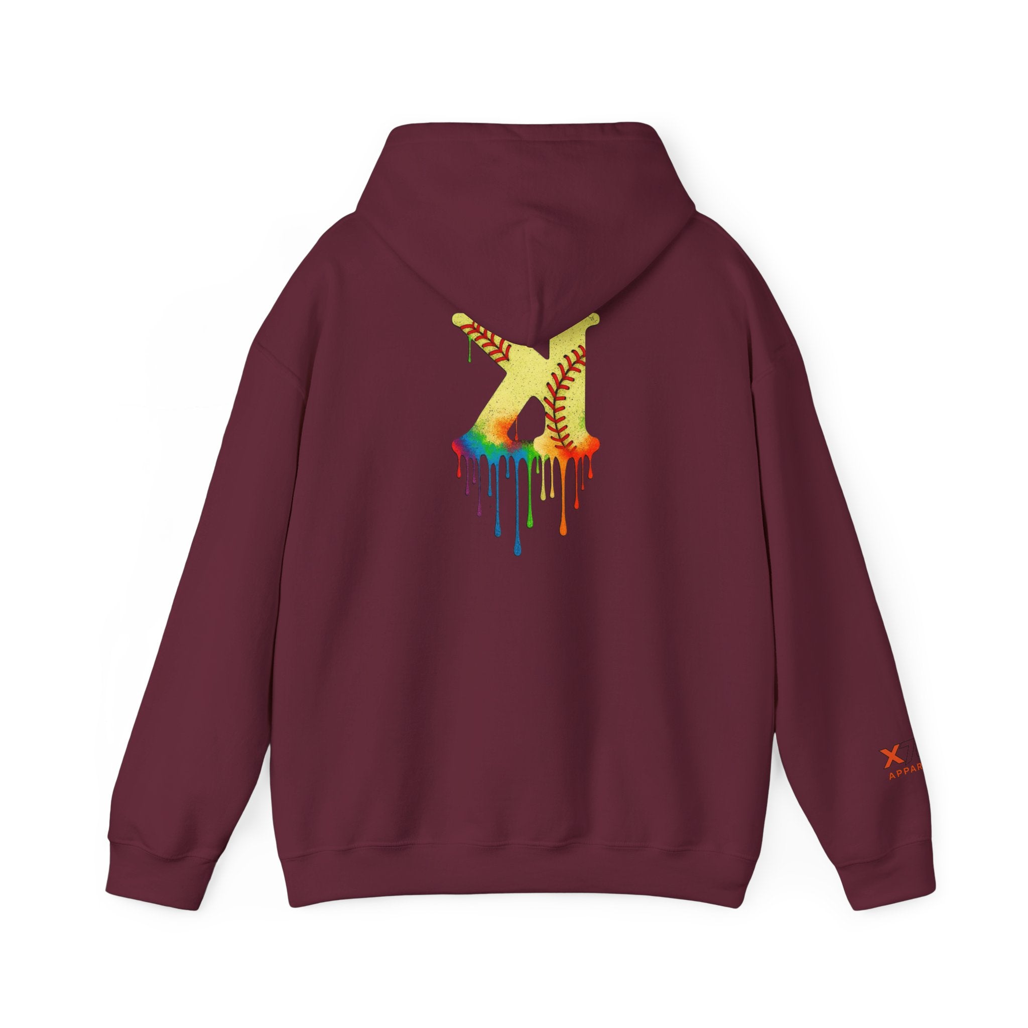 Softball Strikeout Drippy Paint Hoodie, Unisex Sweatshirt, Artistic Gift, Streetwear Style, Comfortable Casual Wear, Unique Hooded Top