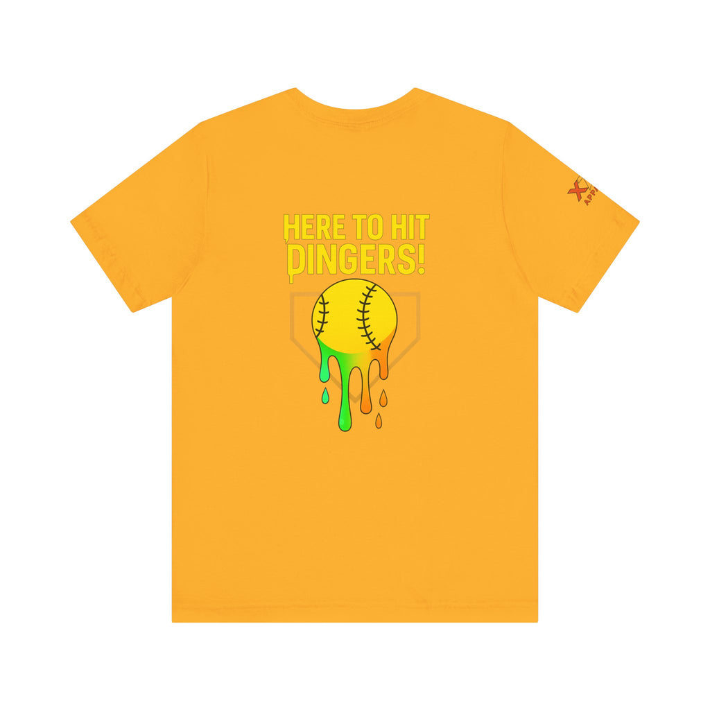 Here to Hit Dingers Drippy Playful Sports Shirt for Athletes, Gifts for Softball Lovers, Team Apparel