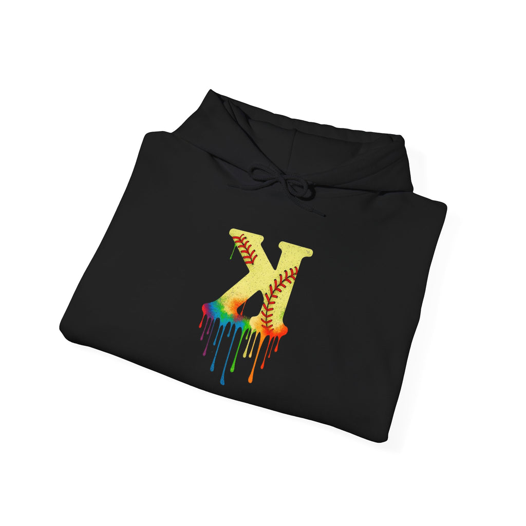 Softball Strikeout Drippy 2 Design Unisex Heavy Blend Hoodie, Perfect for Casual Wear, Street Style, Gifts, Festivals, Cozy Comfort