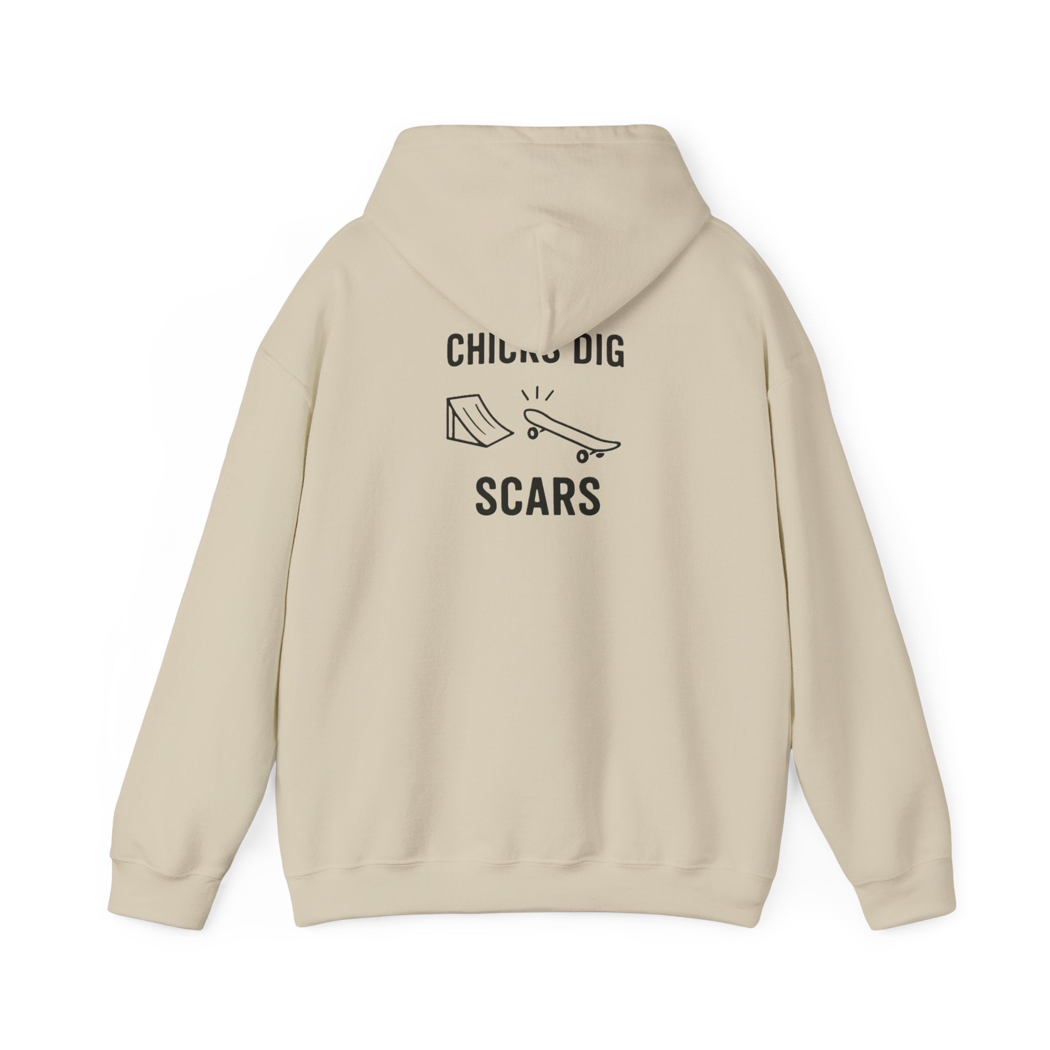 'Gen X Chicks Dig Scars Skateboard' Chic Streetwear Hoodie, Unisex Heavy Blend Sweatshirt, Skateboard Fashion, Gift for Skate Enthusiasts, Casual Wear, Everyday Style