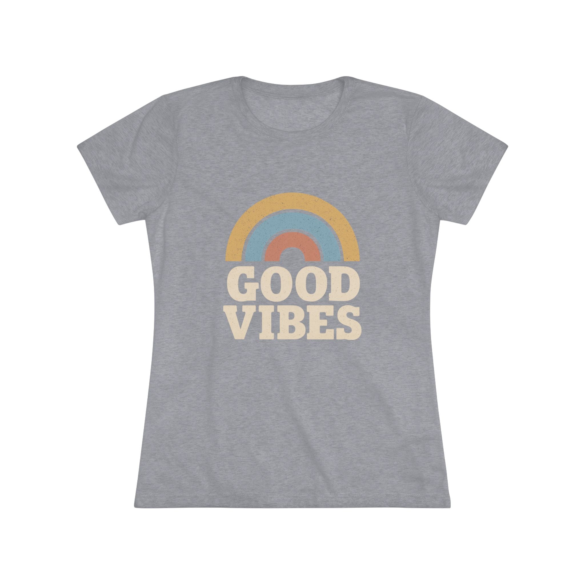 Good Vibes Women's Triblend Tee, Rainbow Shirt, Casual T-Shirt, Boho Style Top, Gift for Her, Summer Fashion