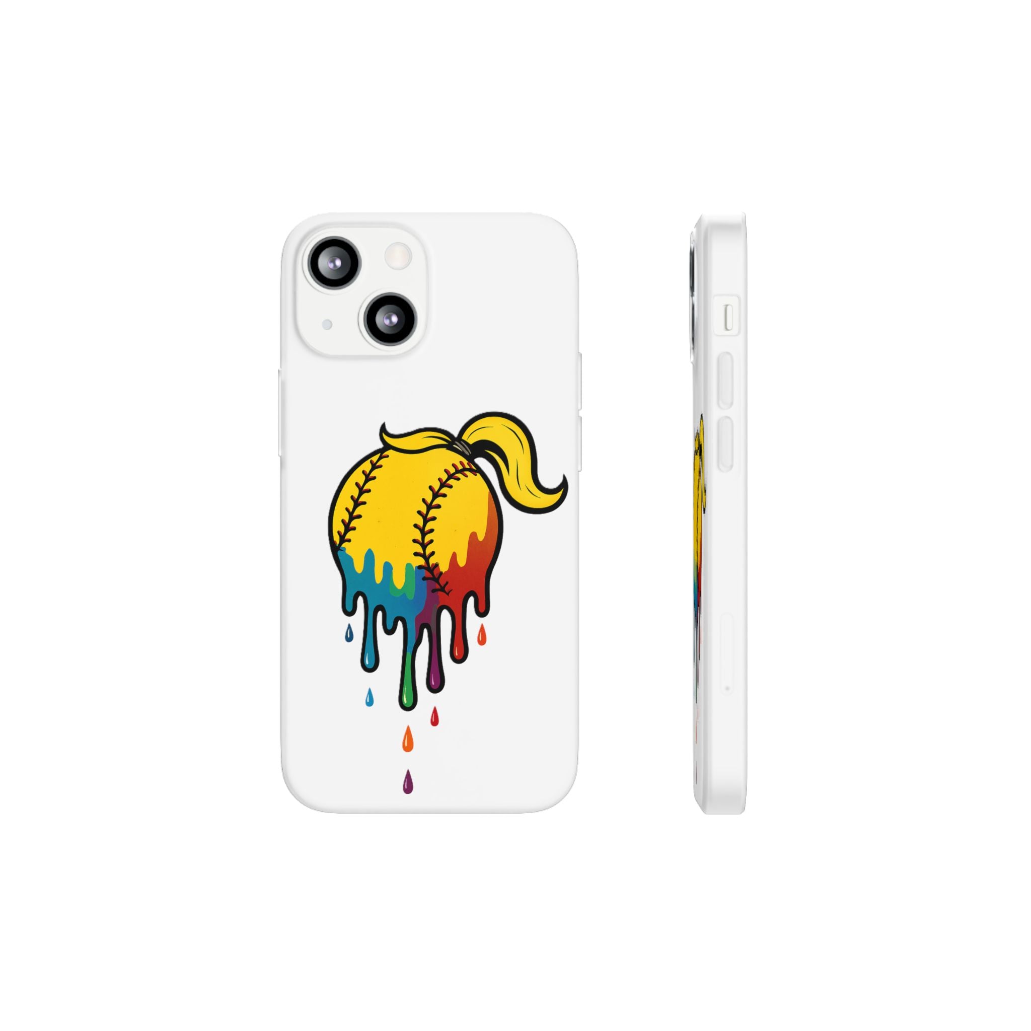 'Drippy' Colorful Baseball Flexi Case, Phone Cover for Softball Lovers, Sporty Gift for Athletes, Fun Accessory for Teens, Vibrant Custom Phone Shell