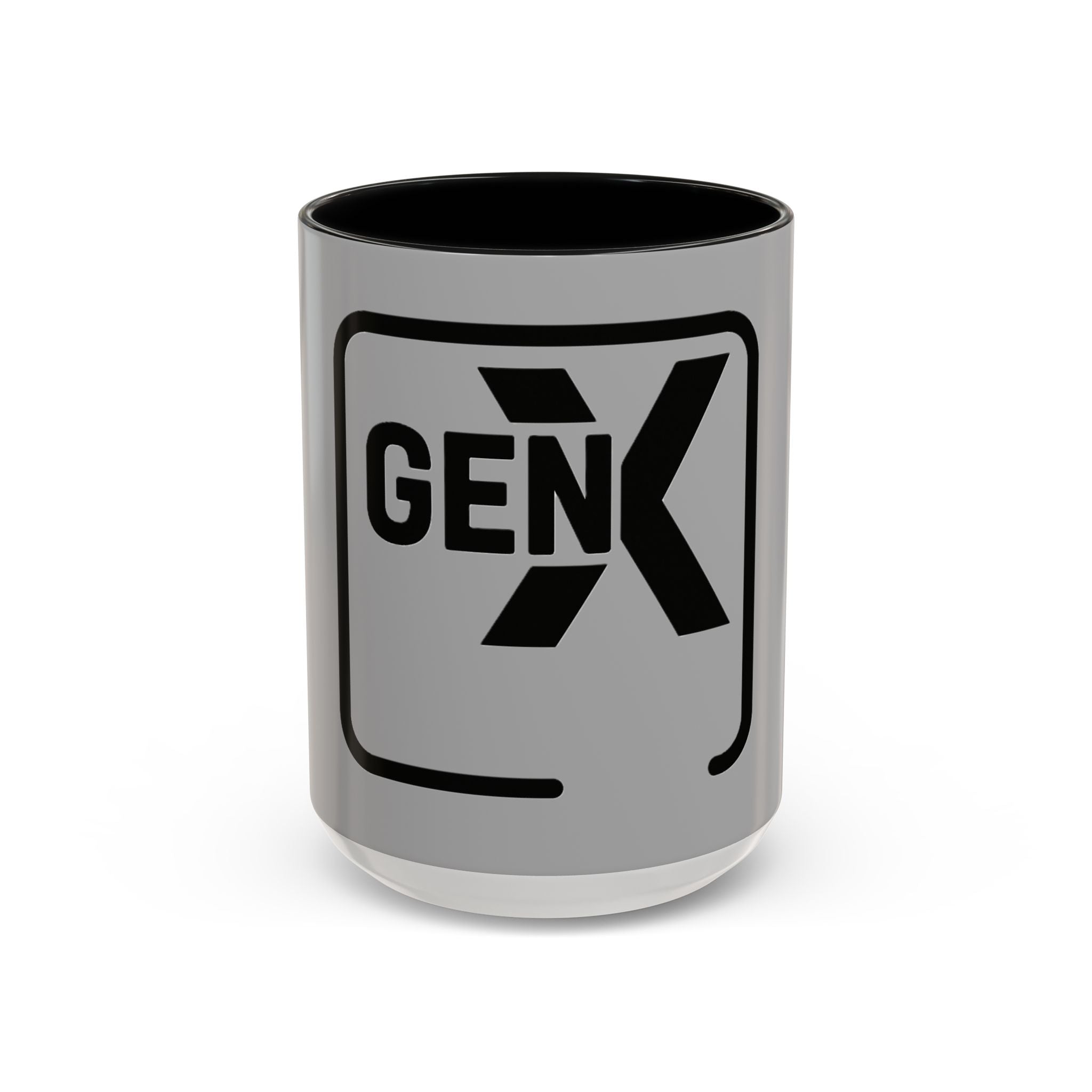 'Gen X' Accent Coffee Mug - Trendy Gift for Retro Lovers, Black and Gray Mug for Home Office, Vintage Style, Coffee Lover's Gift