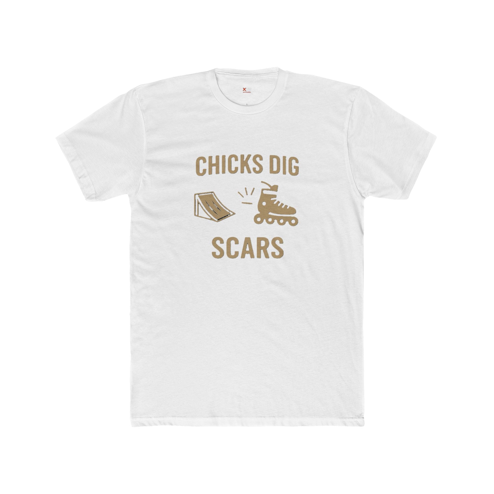 'Chicks Dig Scars Rollerblades' Unisex Cotton Crew Tee, Fun Graphic Tee, Roller Derby Shirt, Gift for Skaters, Casualwear, Quirky Humor Tee